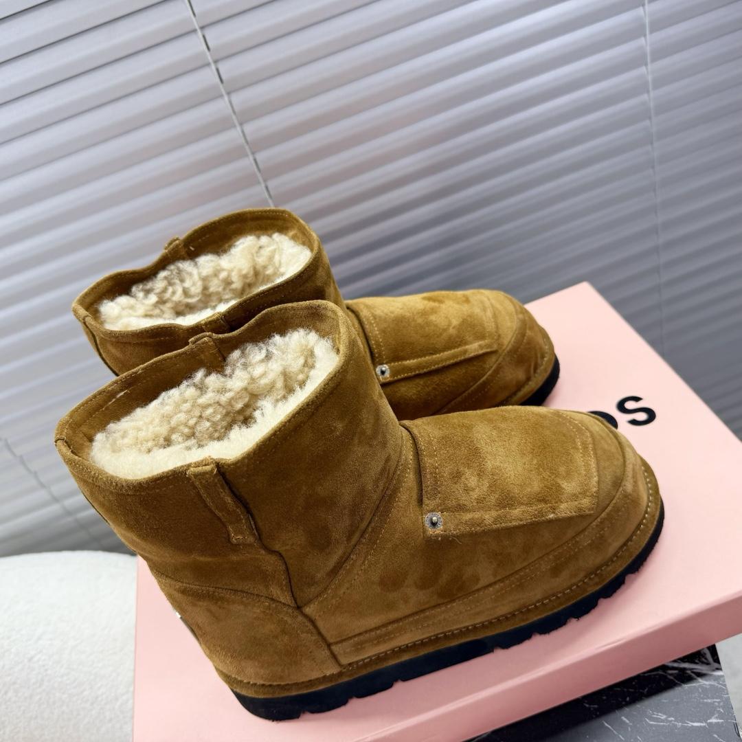 Acne Studios Tobacco Brown Shearling Leather Boots - DopestKickz