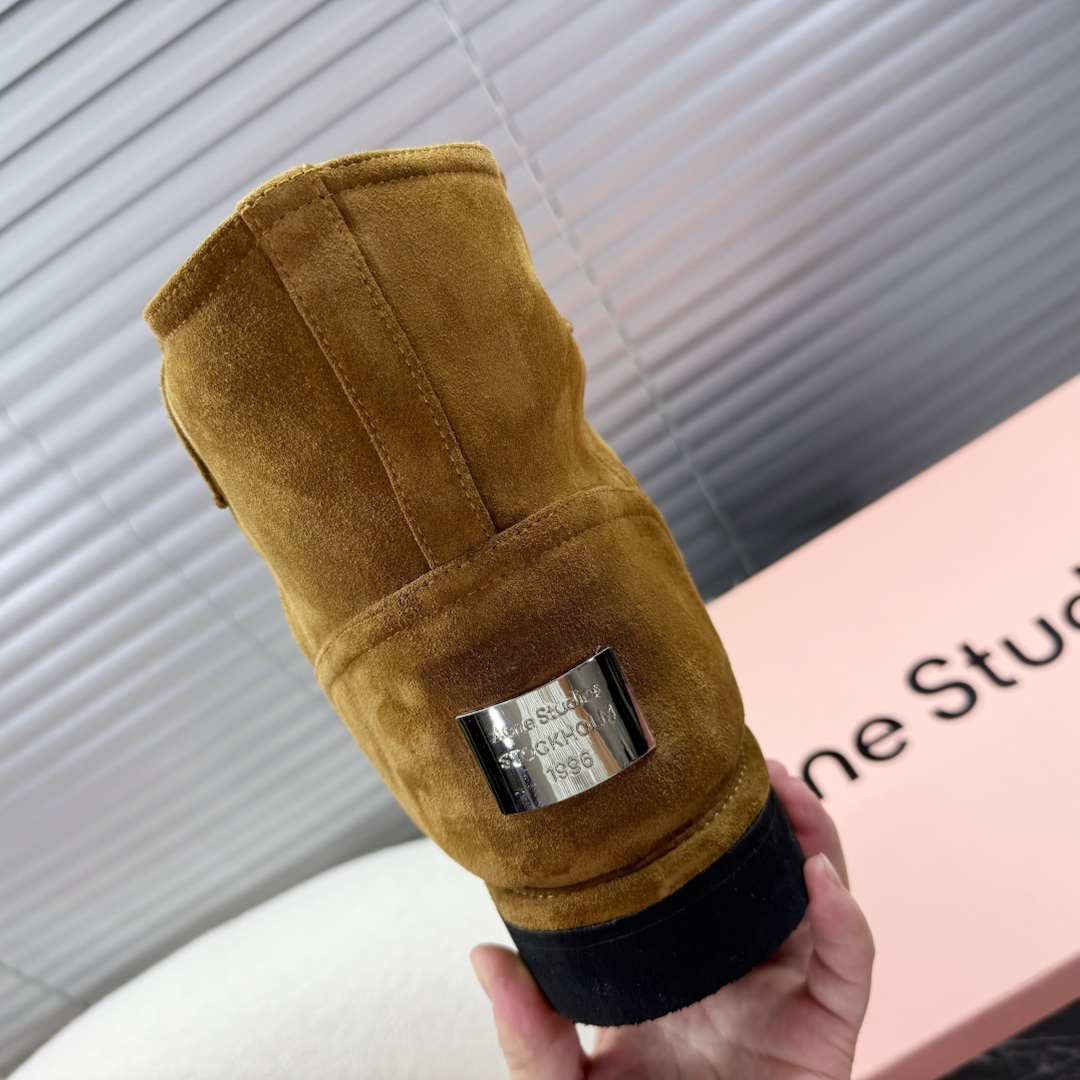 Acne Studios Tobacco Brown Shearling Leather Boots - DopestKickz