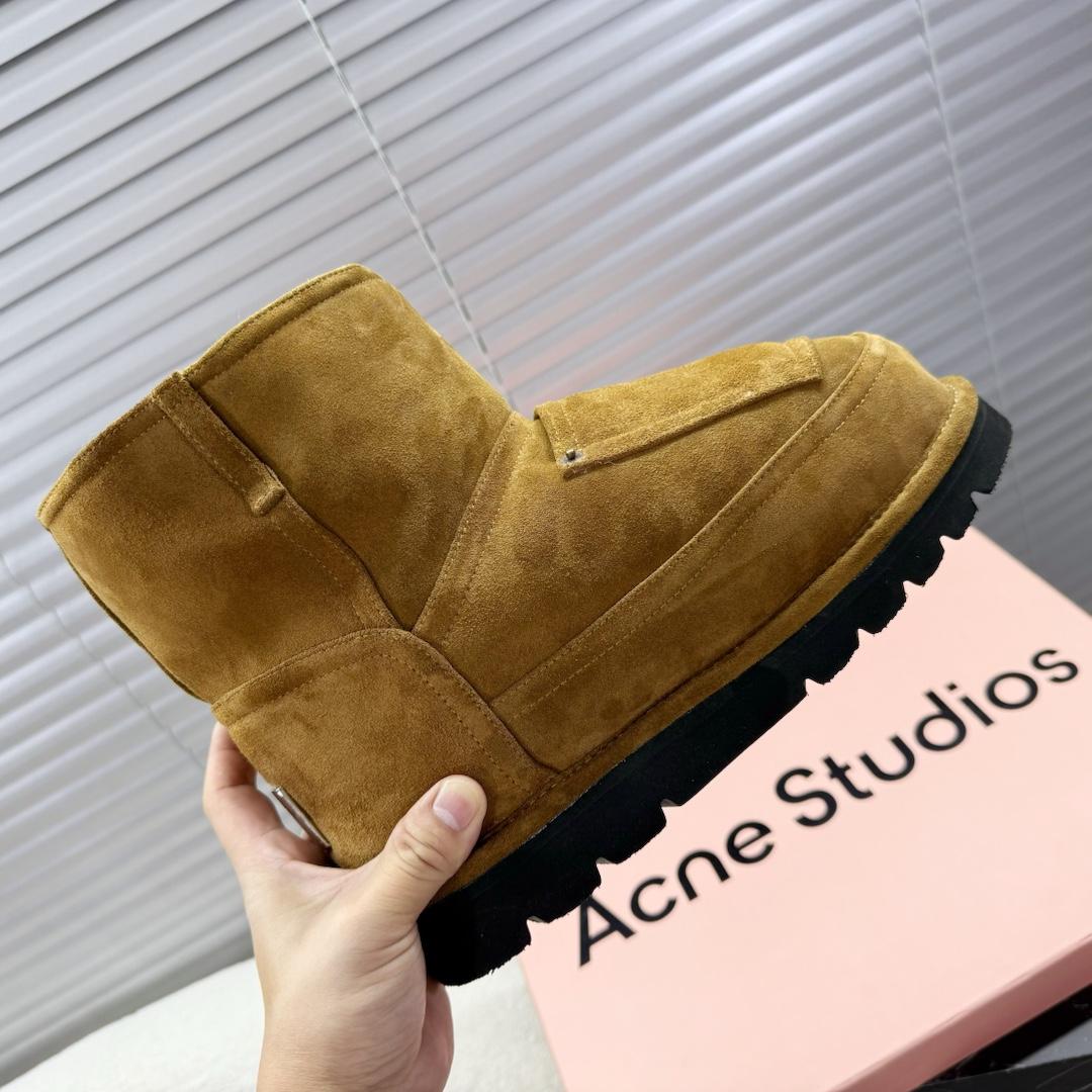 Acne Studios Tobacco Brown Shearling Leather Boots - DopestKickz