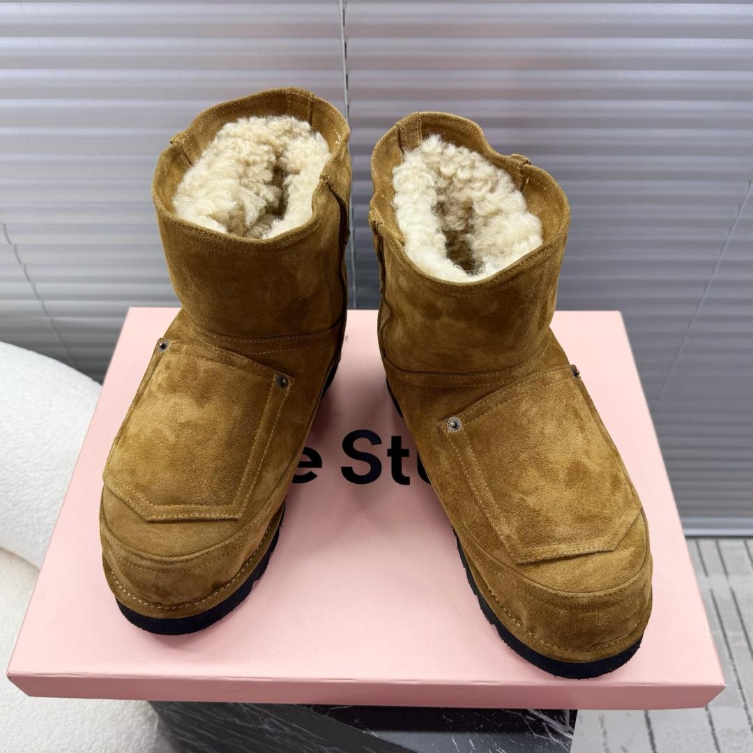 Acne Studios Tobacco Brown Shearling Leather Boots - DopestKickz