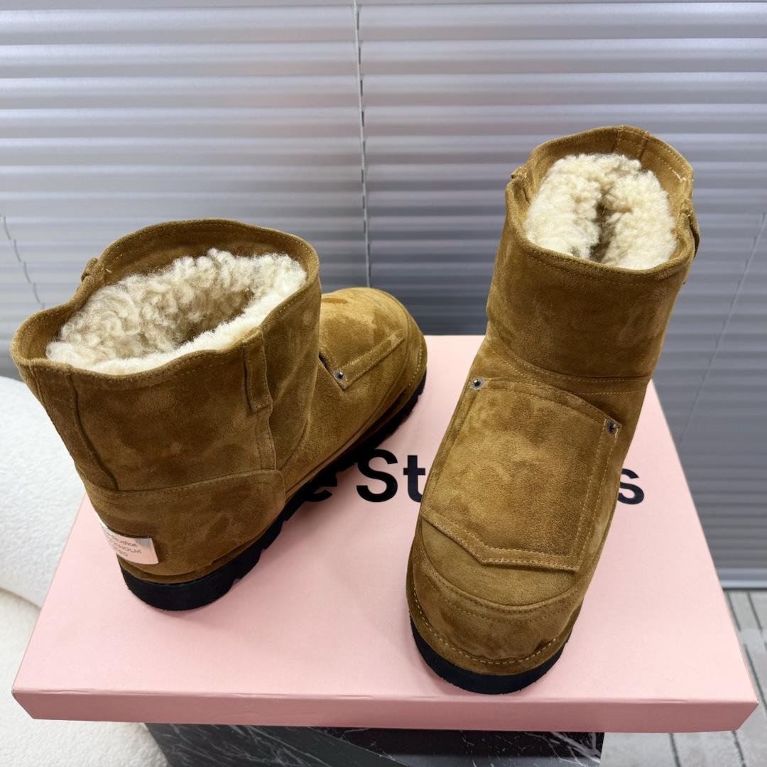 Acne Studios Tobacco Brown Shearling Leather Boots - DopestKickz