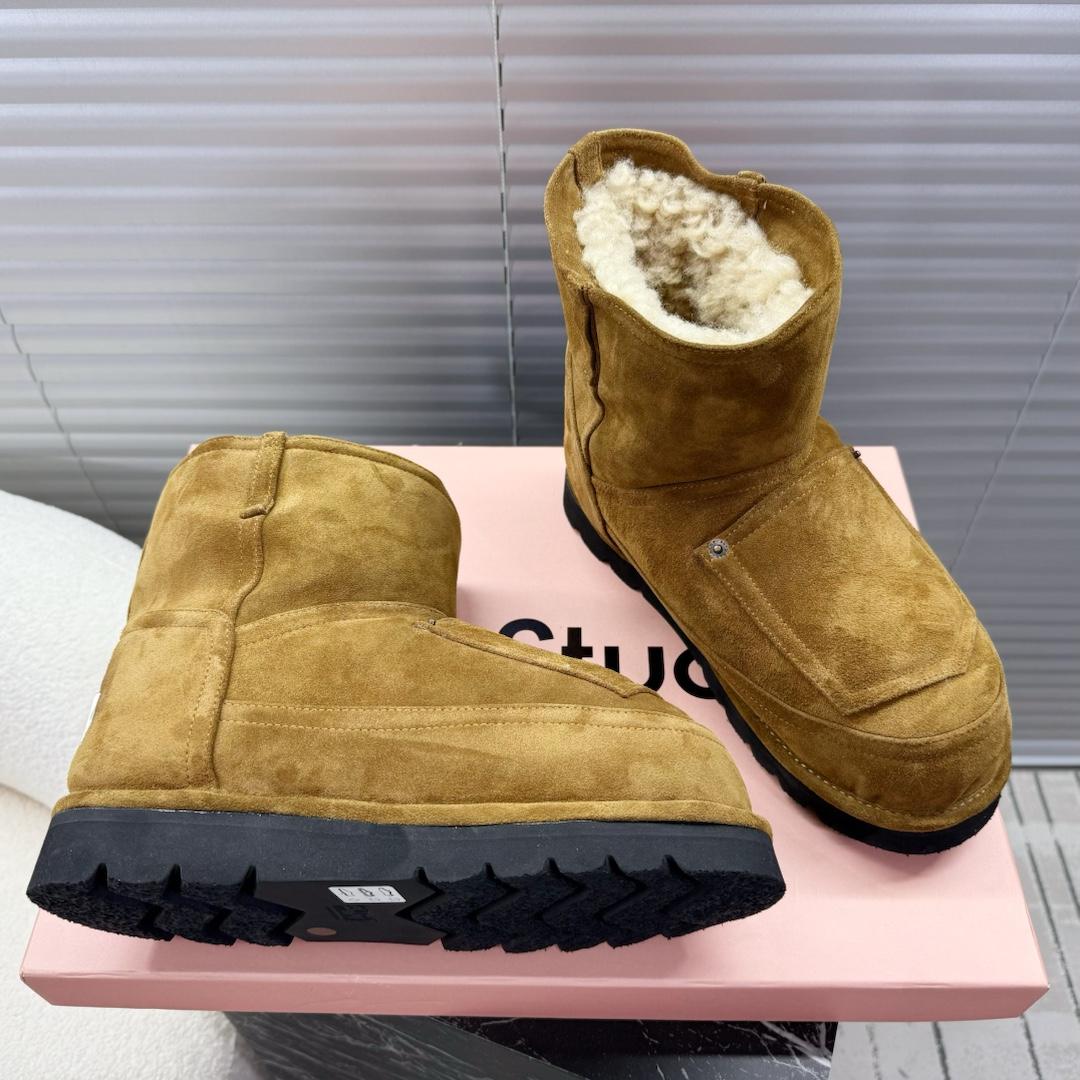 Acne Studios Tobacco Brown Shearling Leather Boots - DopestKickz