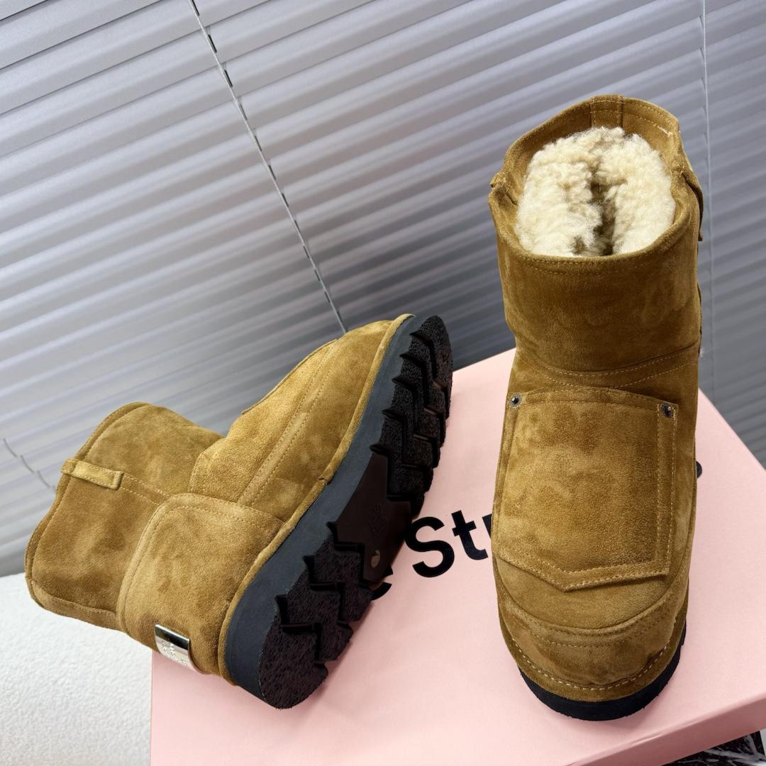 Acne Studios Tobacco Brown Shearling Leather Boots - DopestKickz