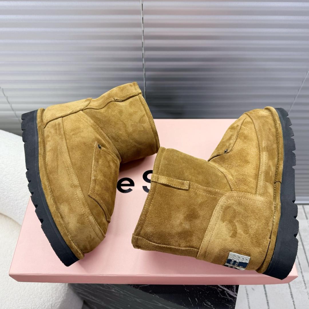Acne Studios Tobacco Brown Shearling Leather Boots - DopestKickz