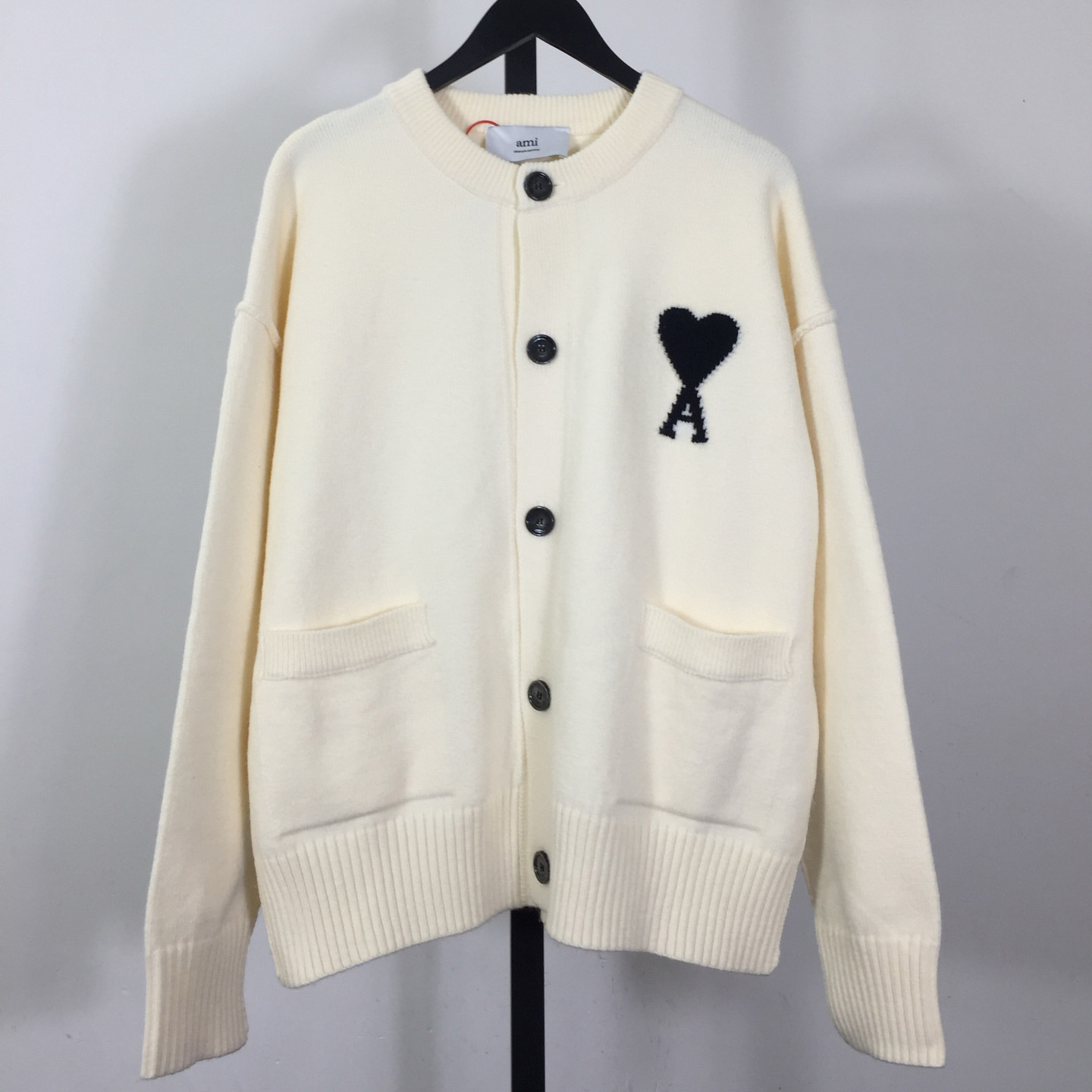AMI Paris Ami De Coeur Wool Cardigan - DopestKickz
