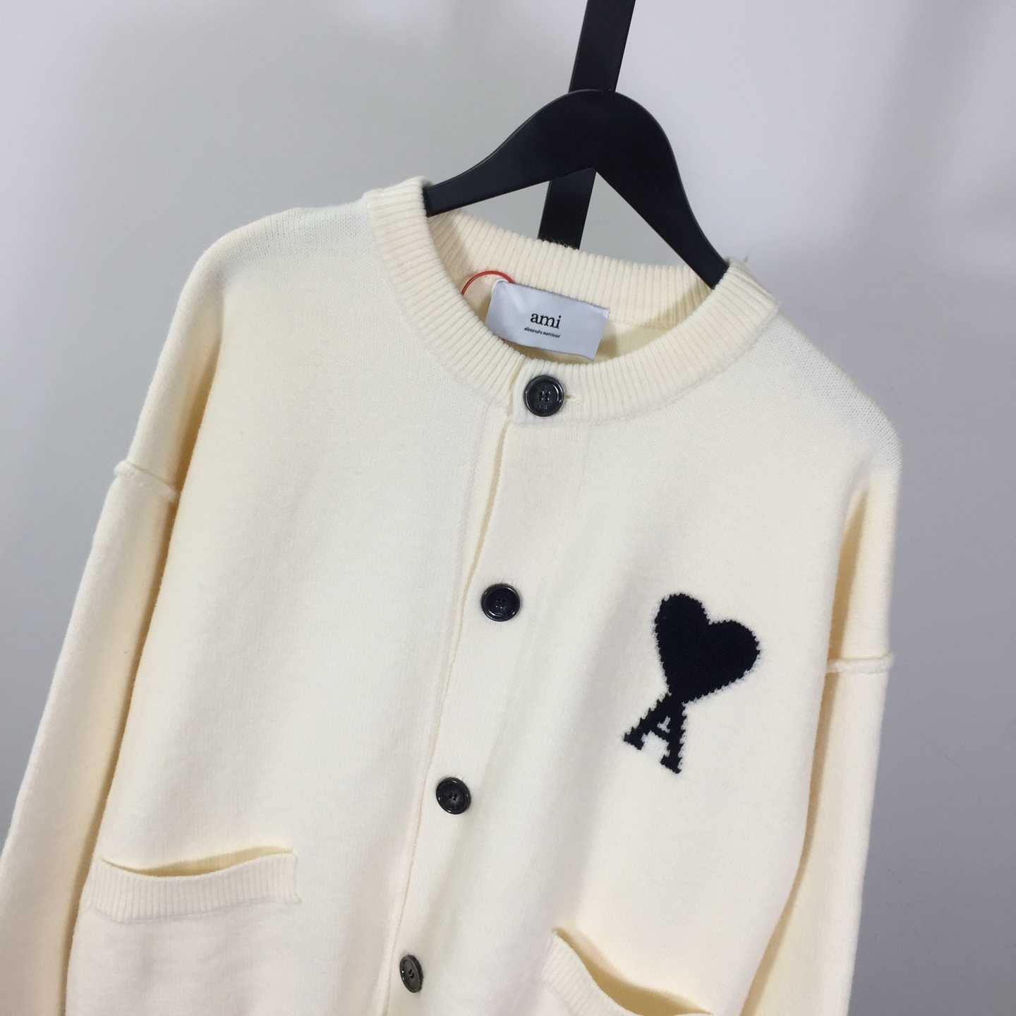 AMI Paris Ami De Coeur Wool Cardigan - DopestKickz