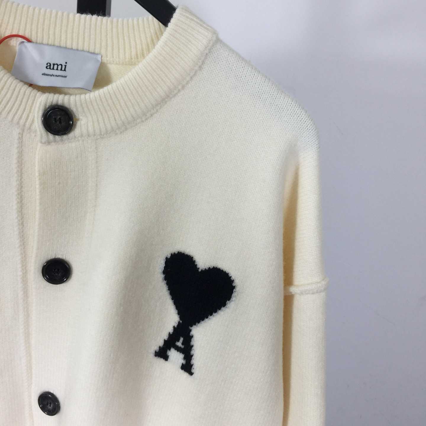 AMI Paris Ami De Coeur Wool Cardigan - DopestKickz