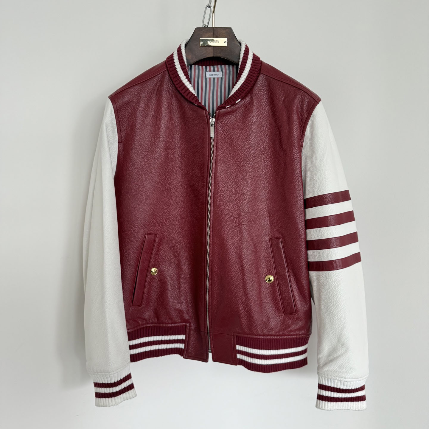 Thom Browne 4-bar Leather Bomber Jacket - DopestKickz