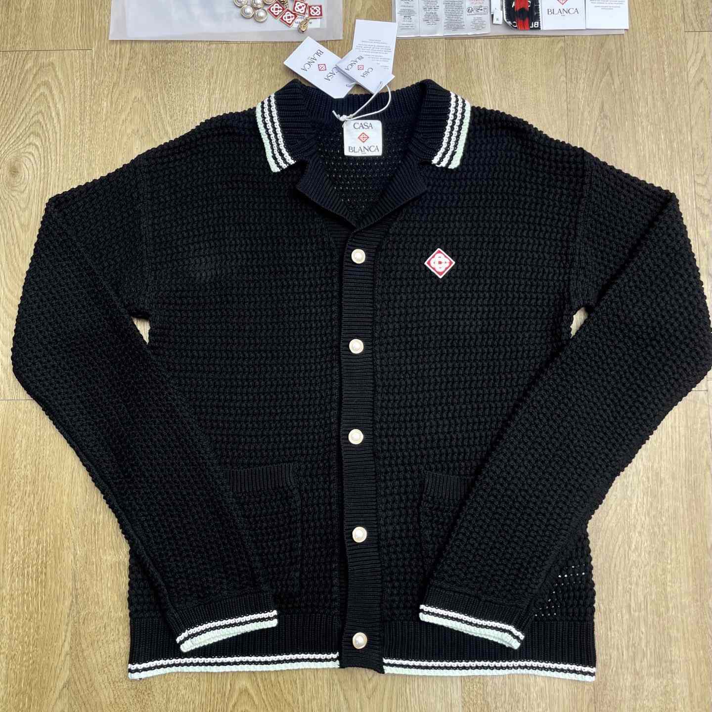 Casablanca Buttoned Ribbed Knit Cardigan   D0114 - DopestKickz