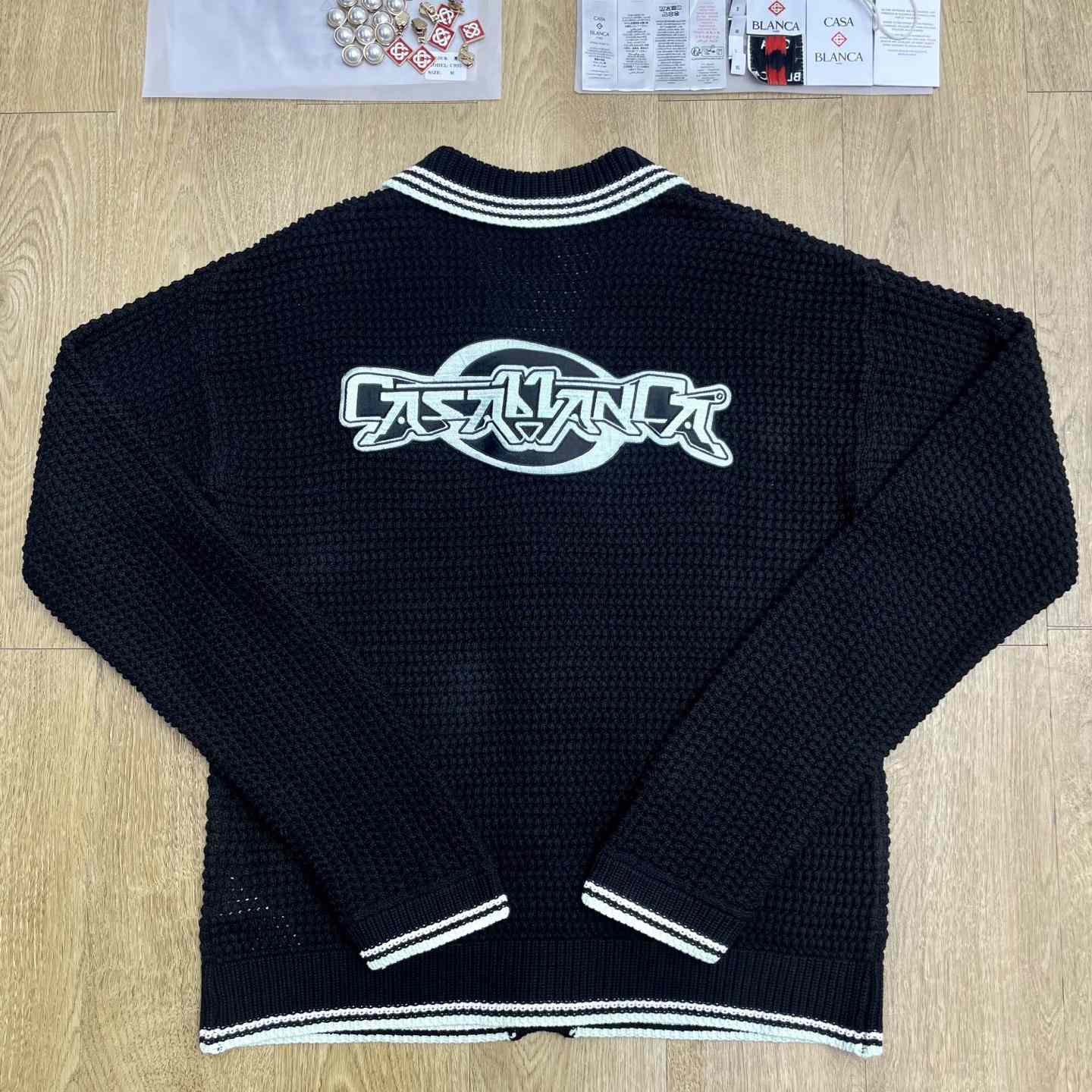 Casablanca Buttoned Ribbed Knit Cardigan   D0114 - DopestKickz