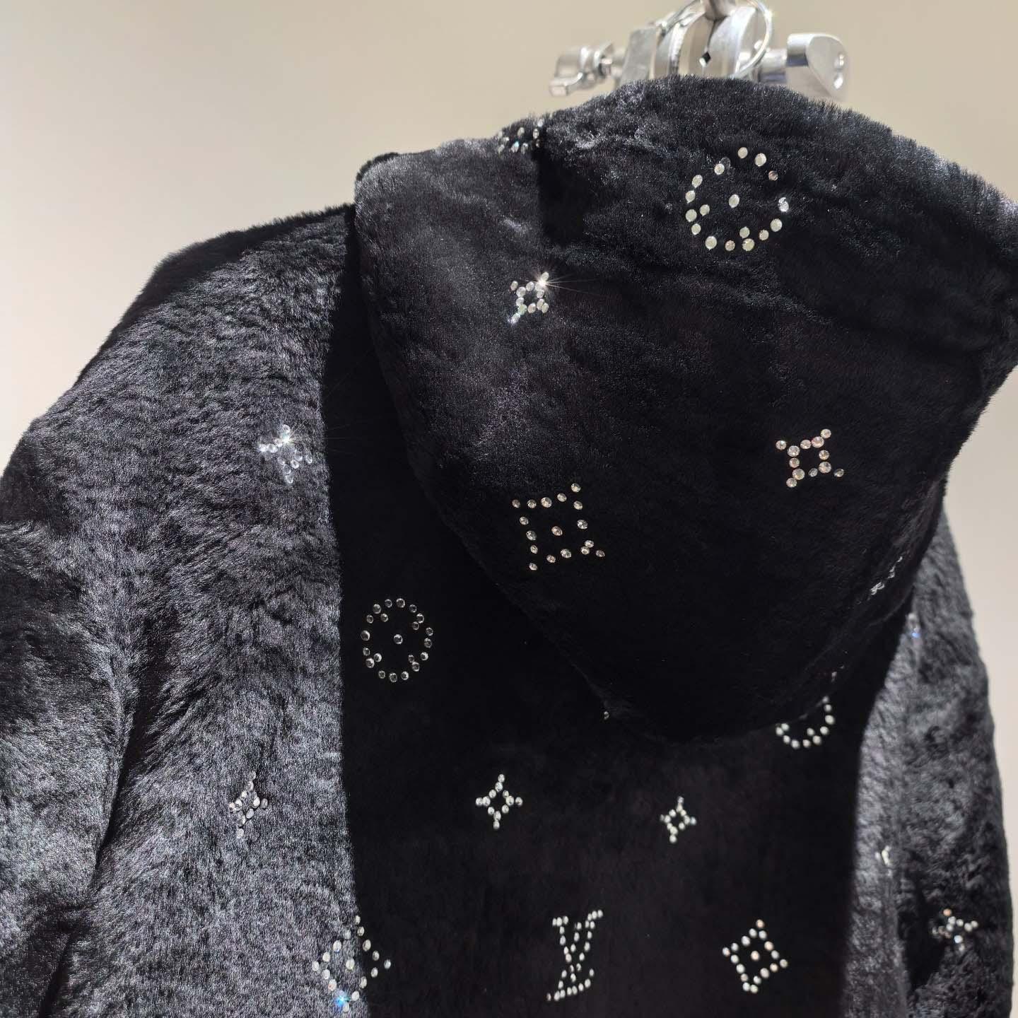Louis Vuitton Monogram Embellished Shearling Hoodie   1AHBZ0 - DopestKickz