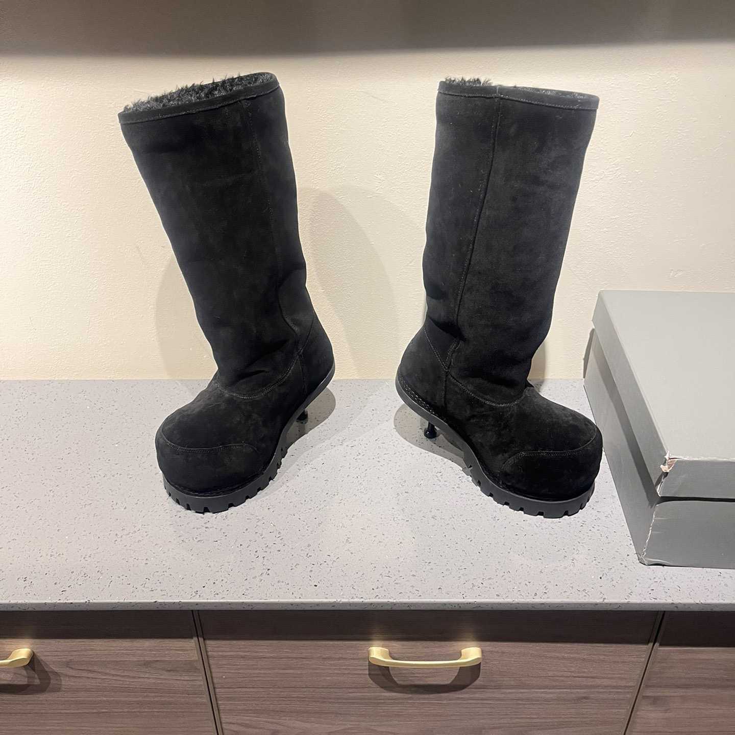 Balenciaga Alaska Fur High Boots - DopestKickz