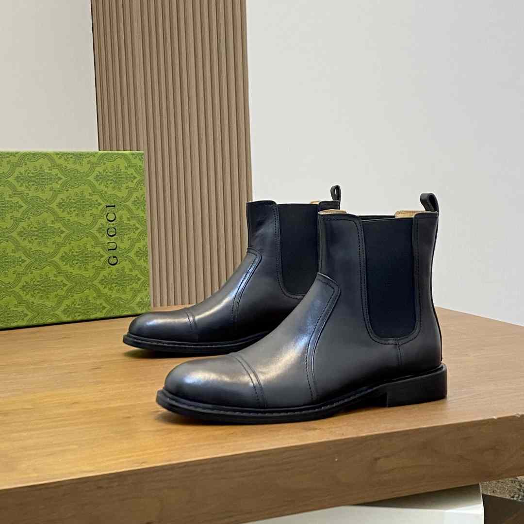 Gucci Leather Ankle Boots - DopestKickz