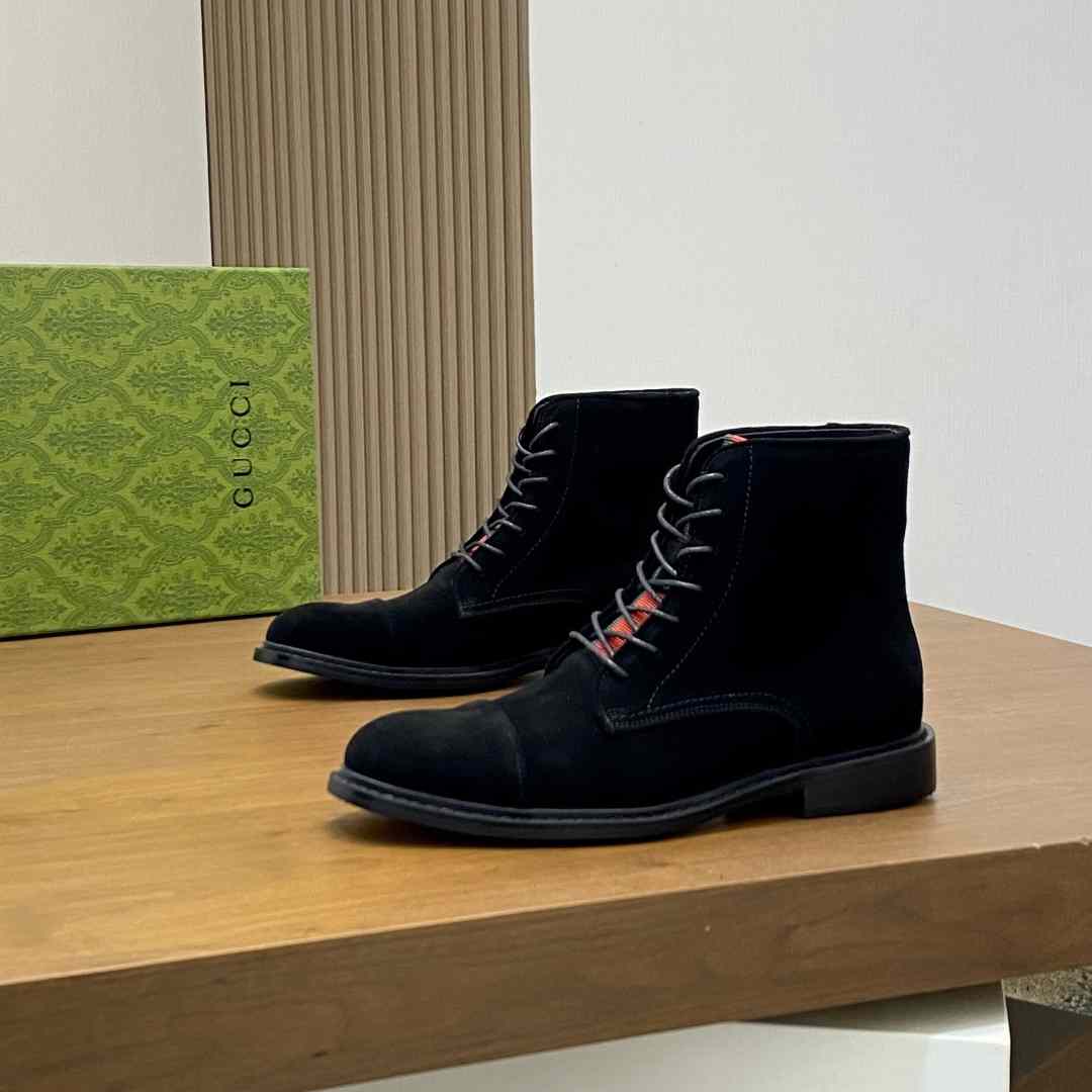 Gucci Men's Suede Lace-Up Boots - DopestKickz