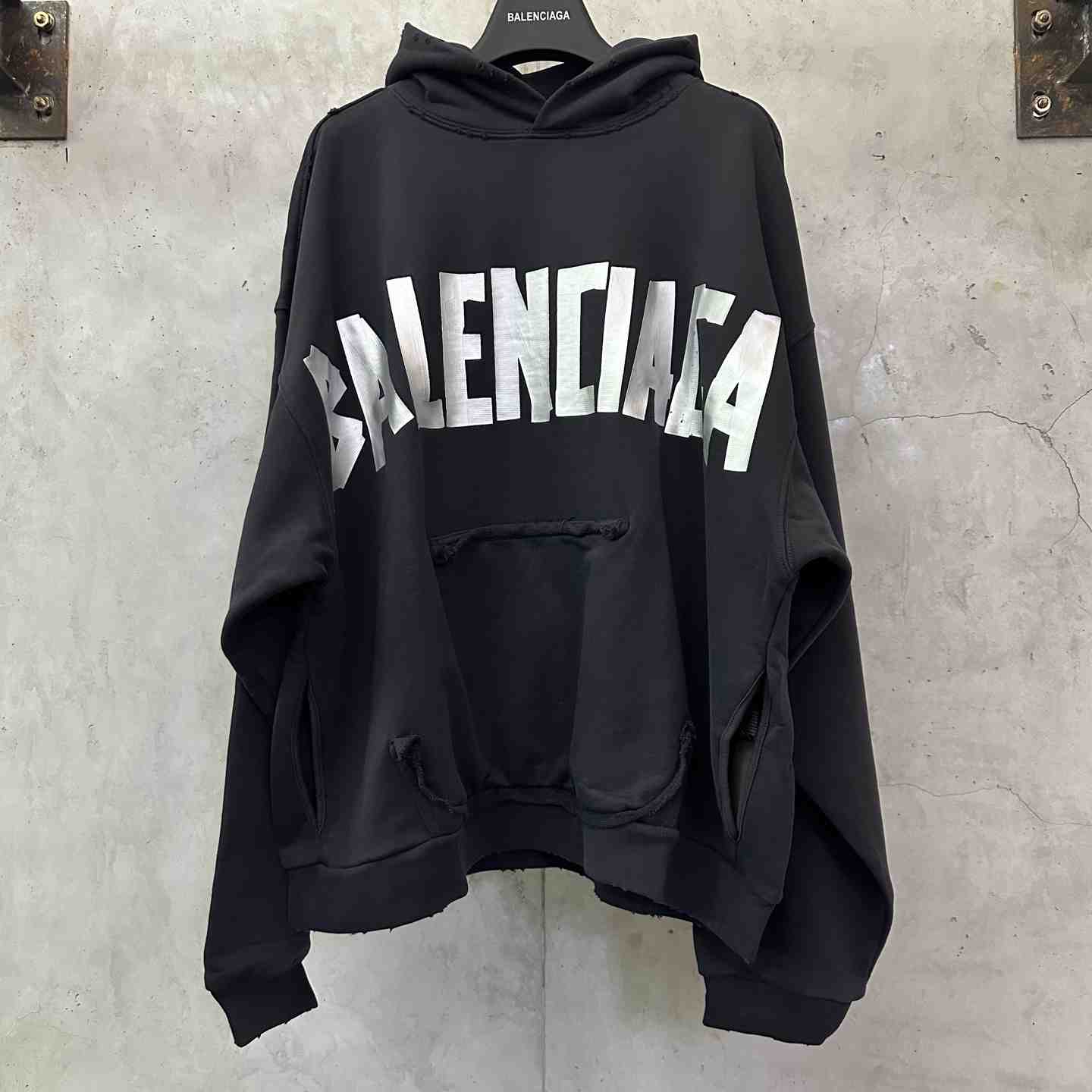 Balenciaga Tape Type Ripped Hoodie - DopestKickz