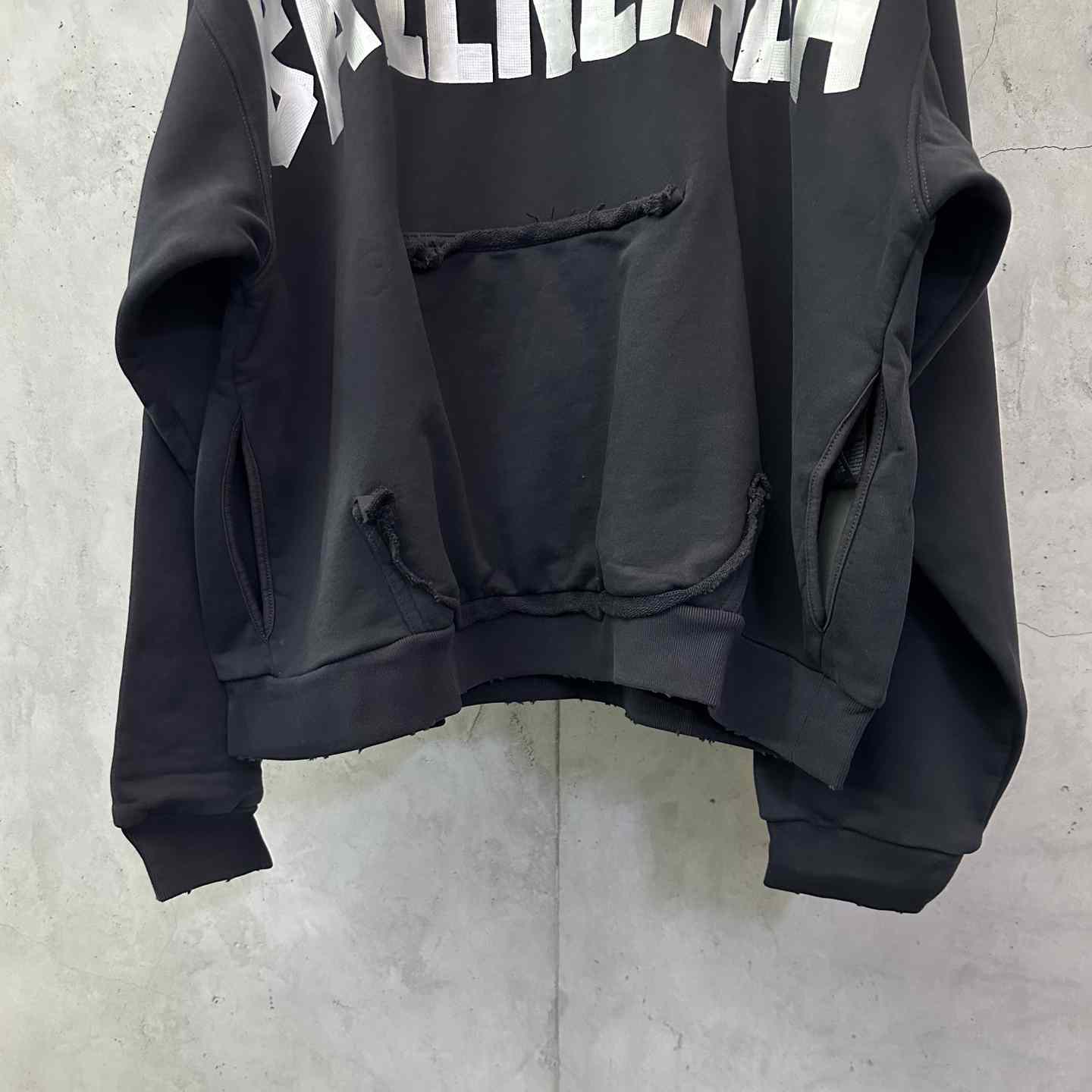 Balenciaga Tape Type Ripped Hoodie - DopestKickz