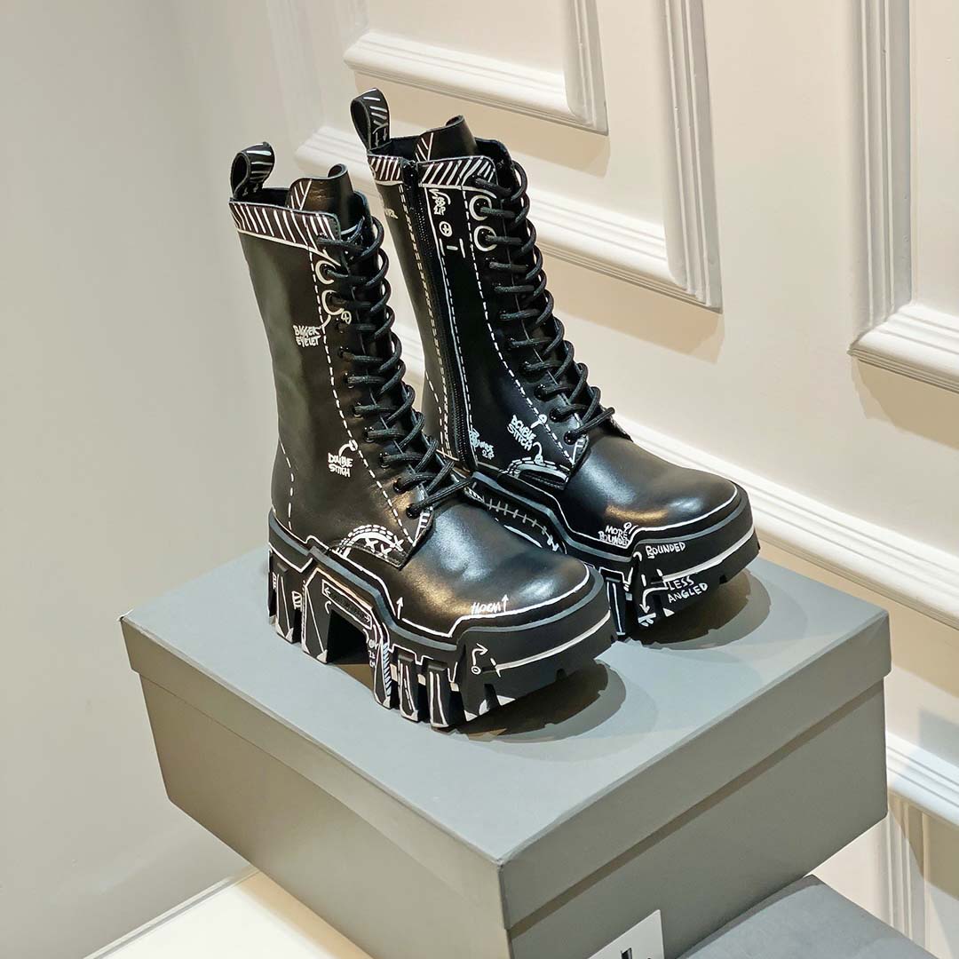 Balenciaga Bulldozer Lace-Up Boot In Black  - DopestKickz