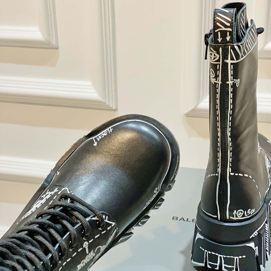 Balenciaga Bulldozer Lace-Up Boot In Black  - DopestKickz