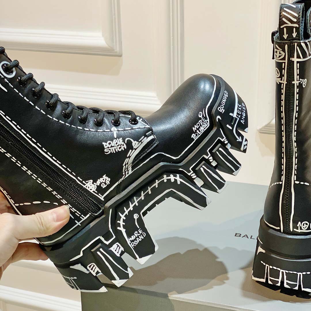 Balenciaga Bulldozer Lace-Up Boot In Black  - DopestKickz