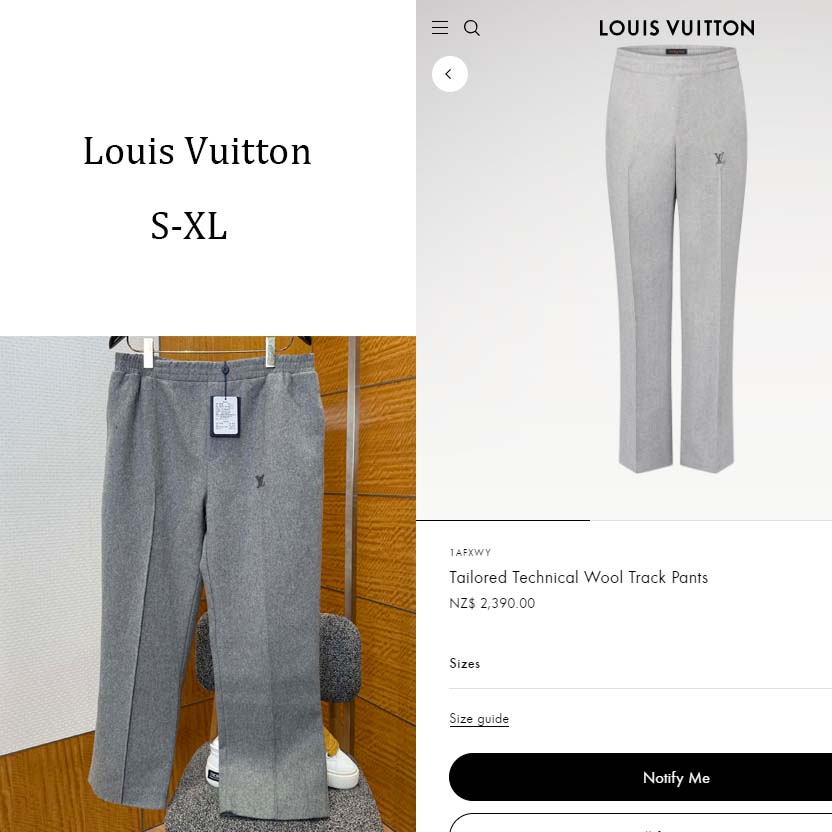 Louis Vuitton Tailored Technical Wool Track Pants   1AFXWY - DopestKickz