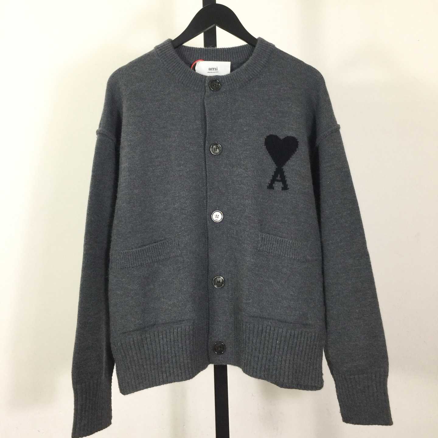 AMI Paris Ami De Coeur Wool Cardigan - DopestKickz