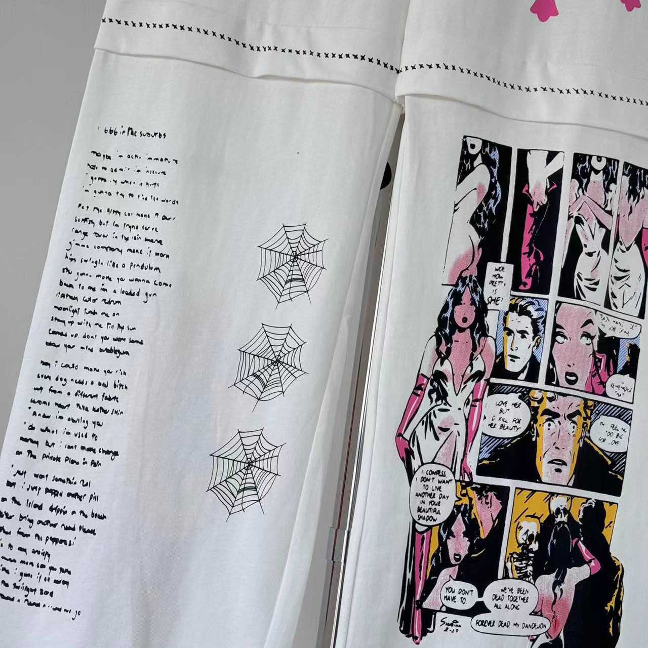 Chrome Hearts - x Deadly Doll White Comic Print Pants - DopestKickz