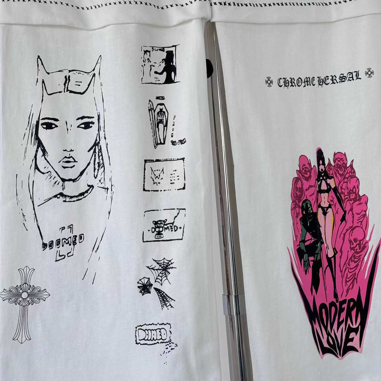 Chrome Hearts - x Deadly Doll White Comic Print Pants - DopestKickz