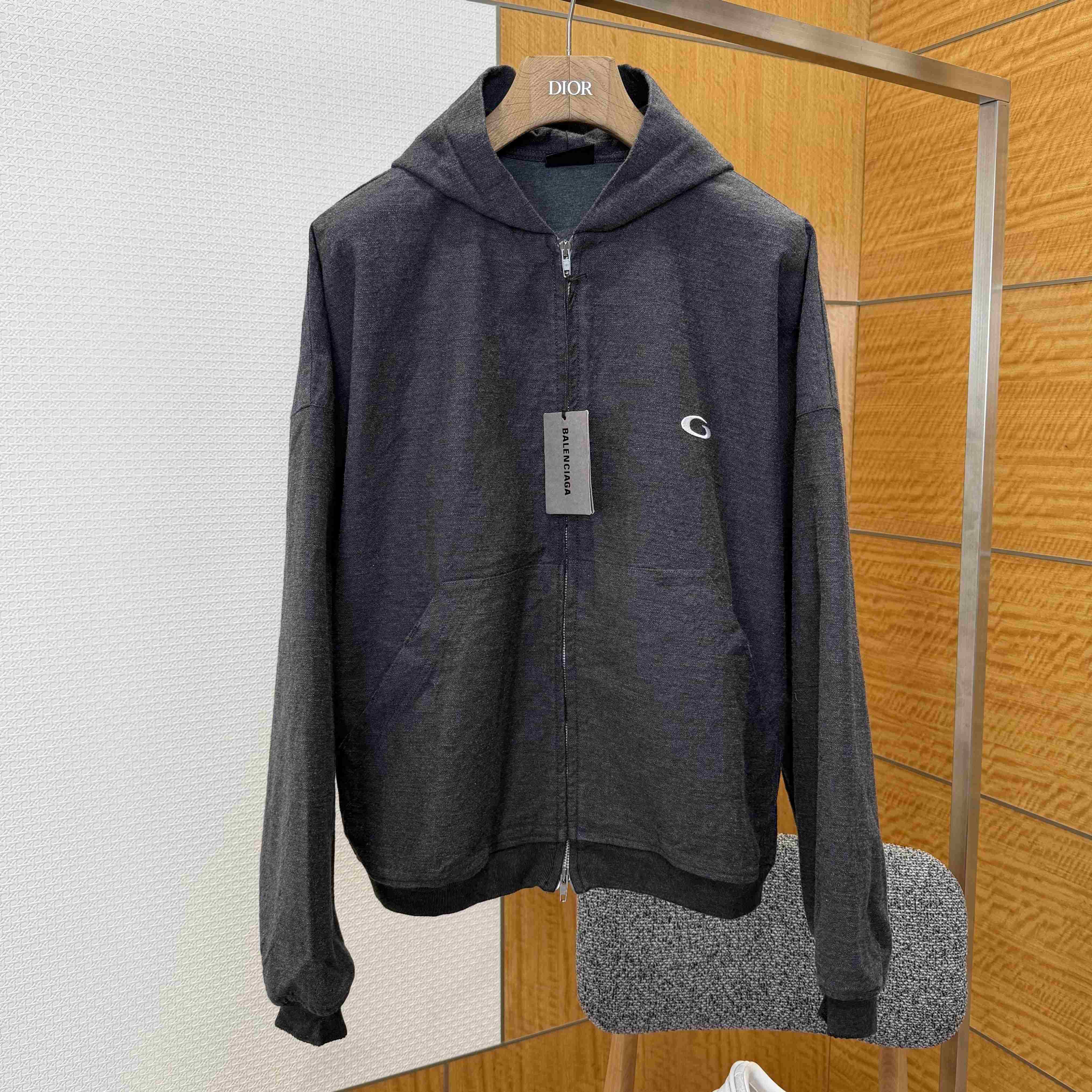 Balenciaga Men's Trompe L'œil Hoodie in Anthracite - DopestKickz
