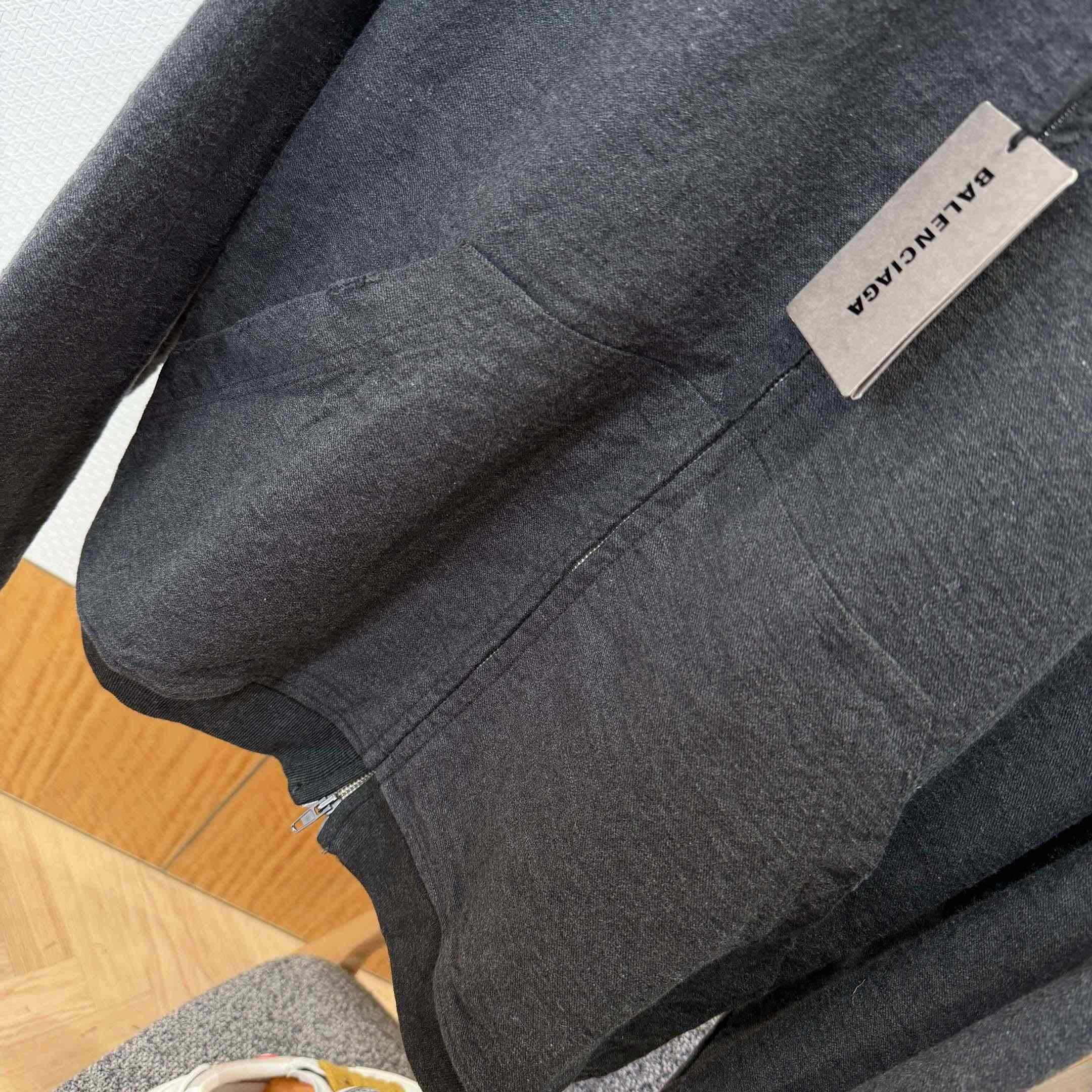 Balenciaga Men's Trompe L'œil Hoodie in Anthracite - DopestKickz