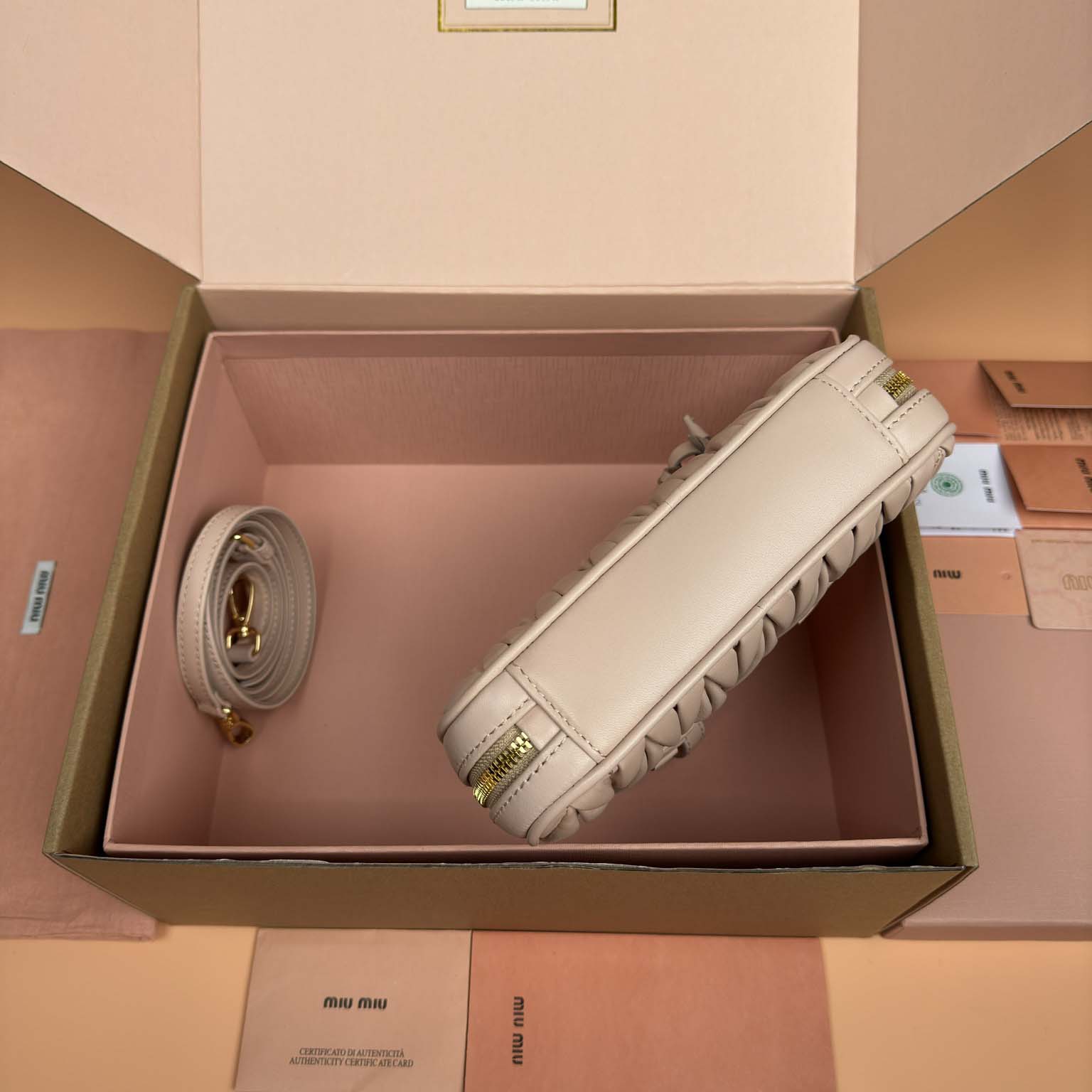 Miu Miu Powder Pink Arcadie Matelassé Nappa Leather Mini-bag - DopestKickz