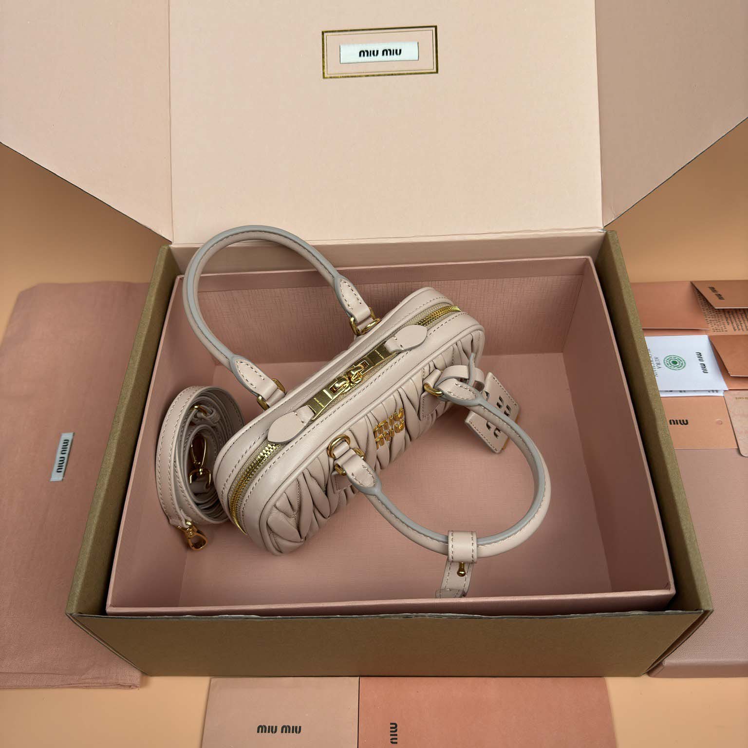 Miu Miu Powder Pink Arcadie Matelassé Nappa Leather Mini-bag - DopestKickz