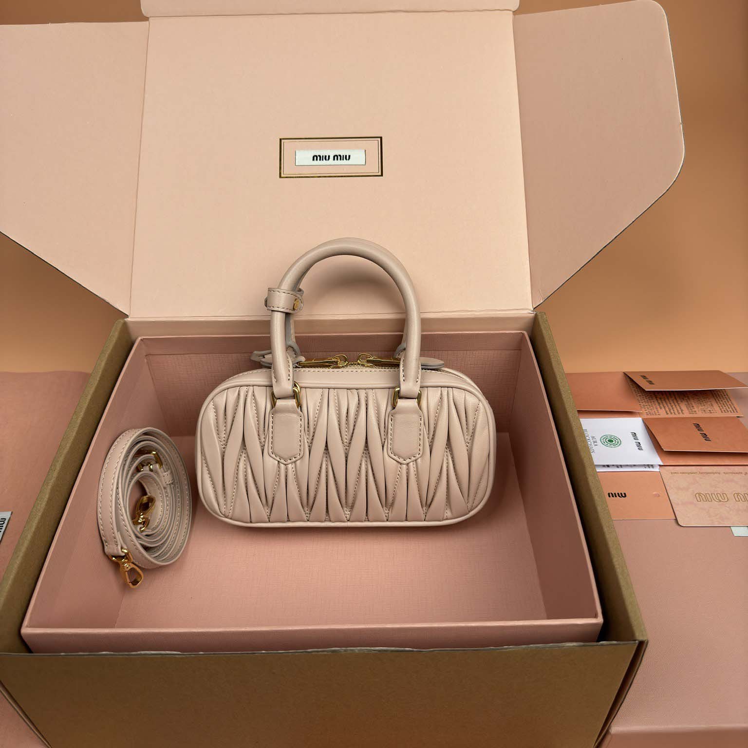 Miu Miu Powder Pink Arcadie Matelassé Nappa Leather Mini-bag - DopestKickz