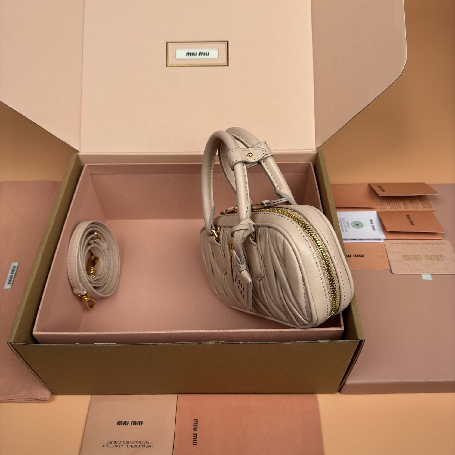 Miu Miu Powder Pink Arcadie Matelassé Nappa Leather Mini-bag - DopestKickz