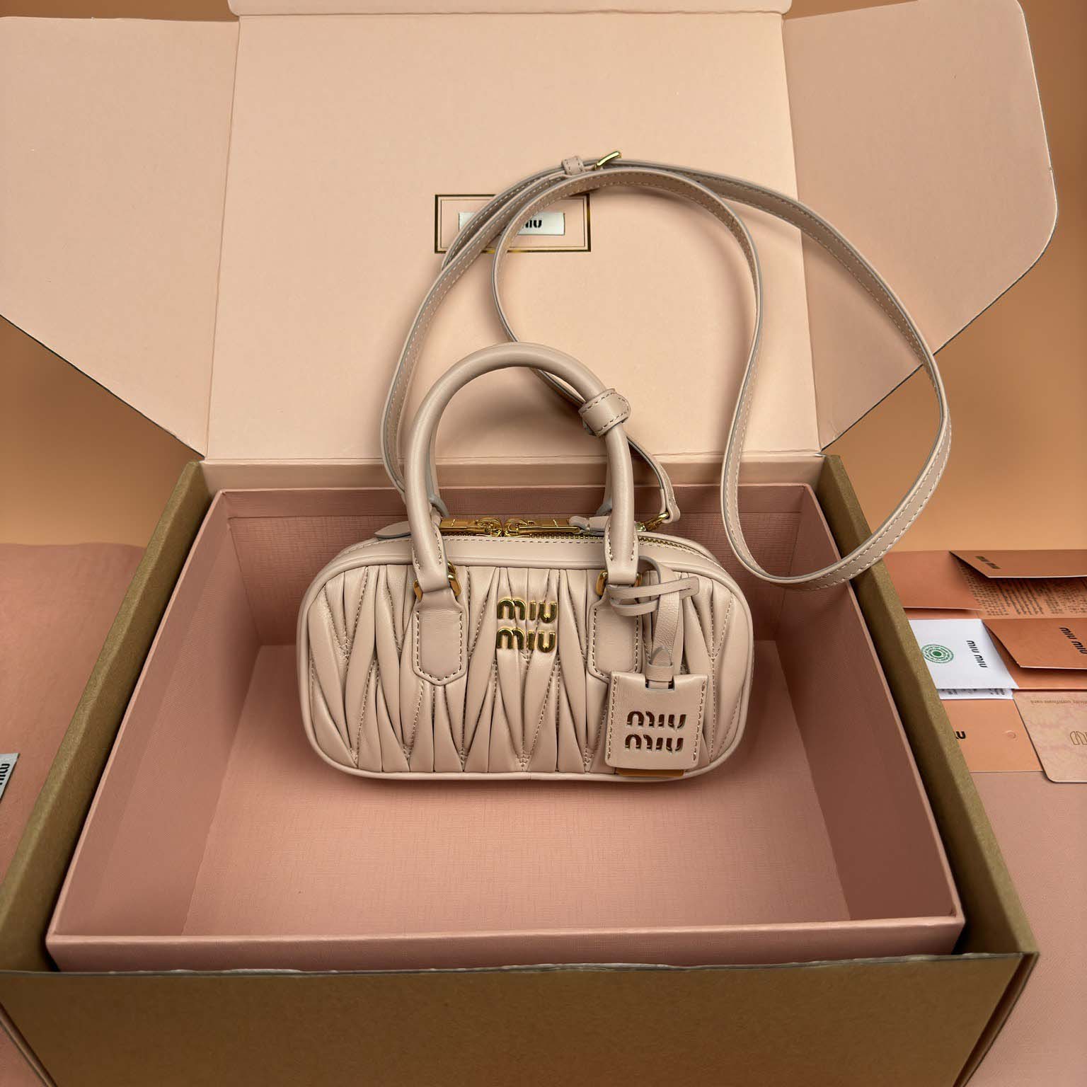 Miu Miu Powder Pink Arcadie Matelassé Nappa Leather Mini-bag - DopestKickz