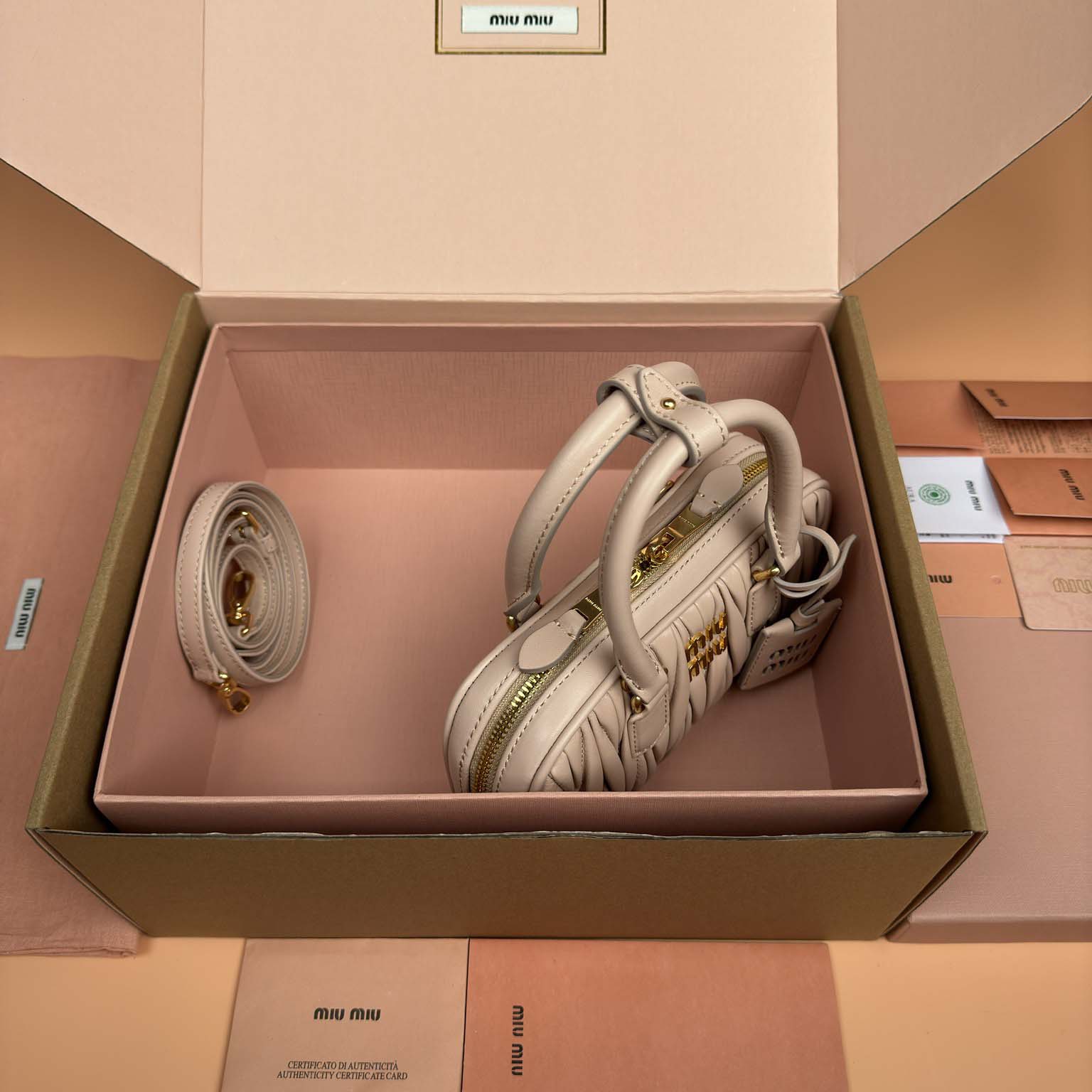 Miu Miu Powder Pink Arcadie Matelassé Nappa Leather Mini-bag - DopestKickz