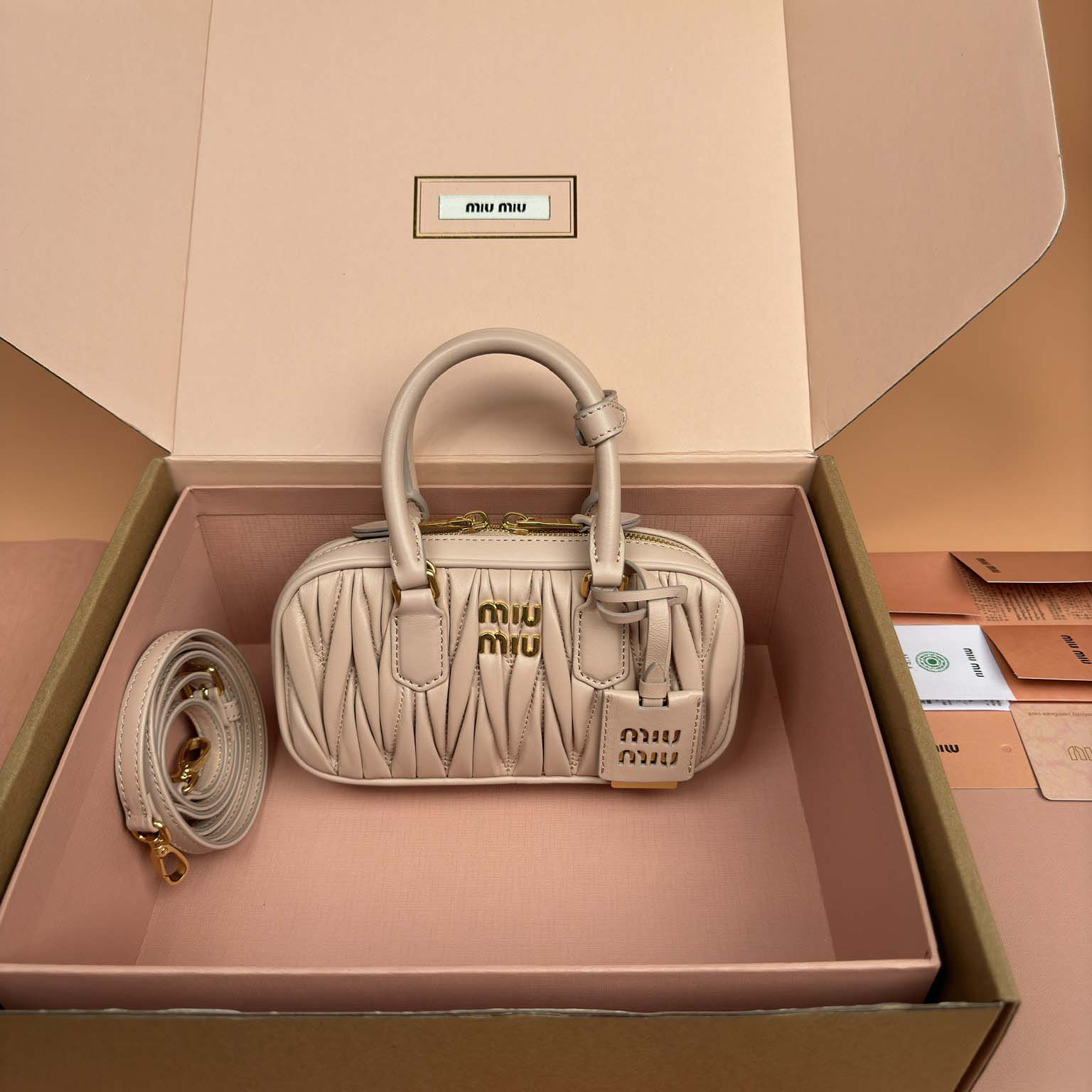 Miu Miu Powder Pink Arcadie Matelassé Nappa Leather Mini-bag - DopestKickz
