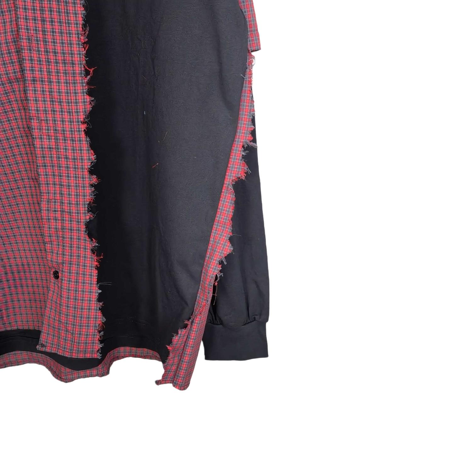 Balenciaga Men's Blue Paneled Long-Sleeve Shirt - DopestKickz