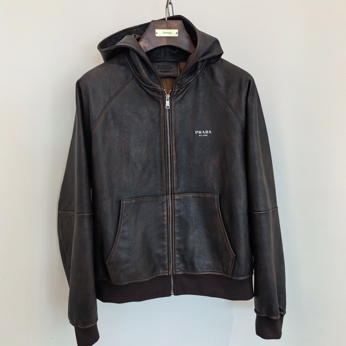 Prada Nappa Leather Hoodie Jacket - DopestKickz