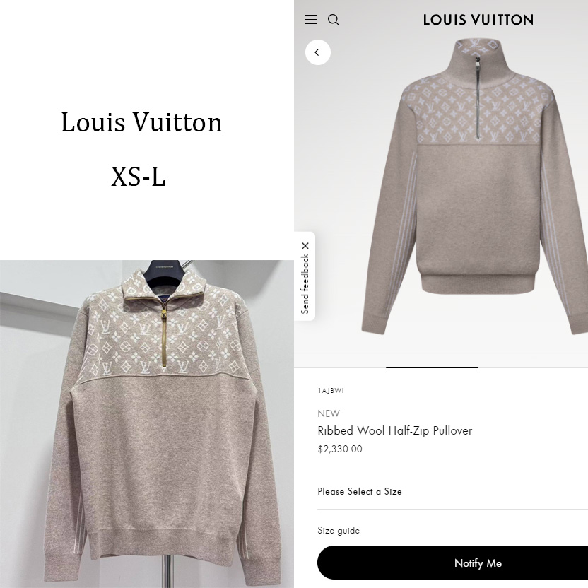 Louis Vuitton Ribbed Wool Half-Zip Pullover   1AJBWI - DopestKickz