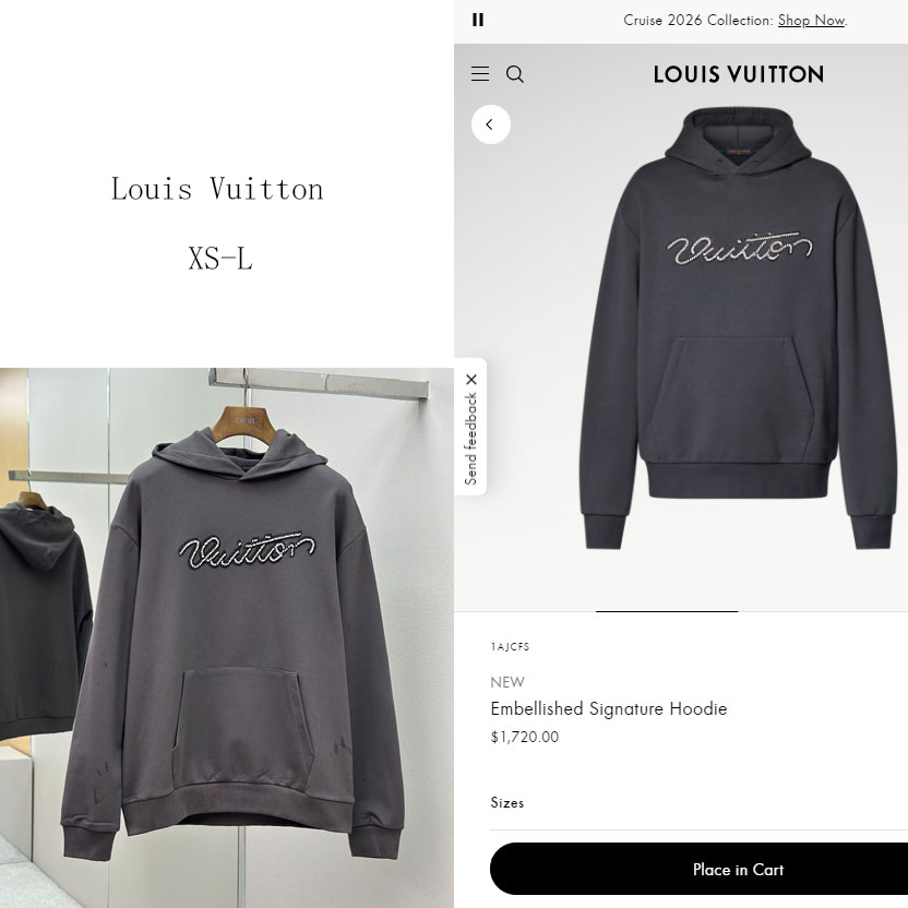 Louis Vuitton Embellished Signature Hoodie   1AJCFS - DopestKickz