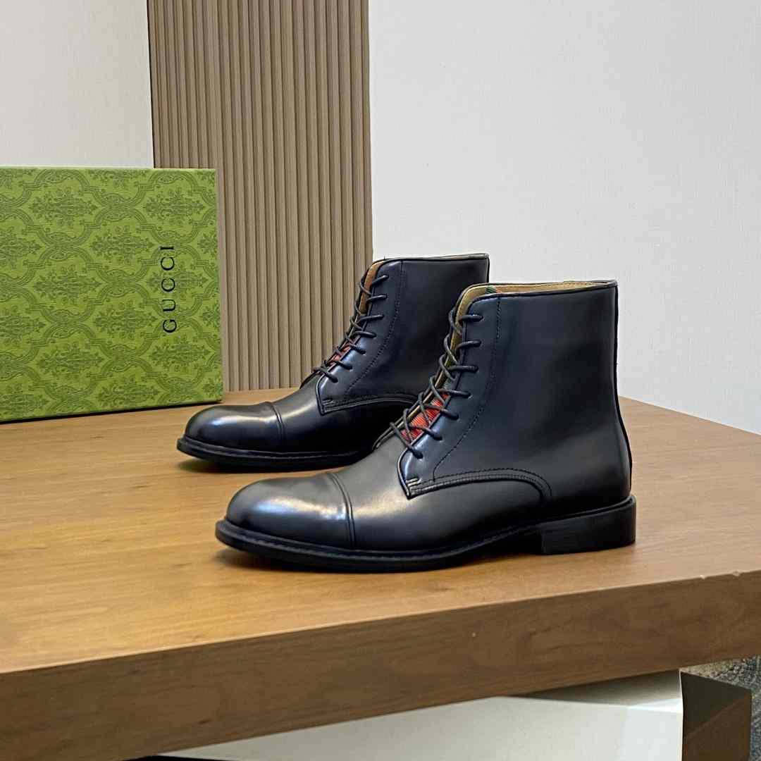 Gucci Men's Leather Lace-Up Boots - DopestKickz