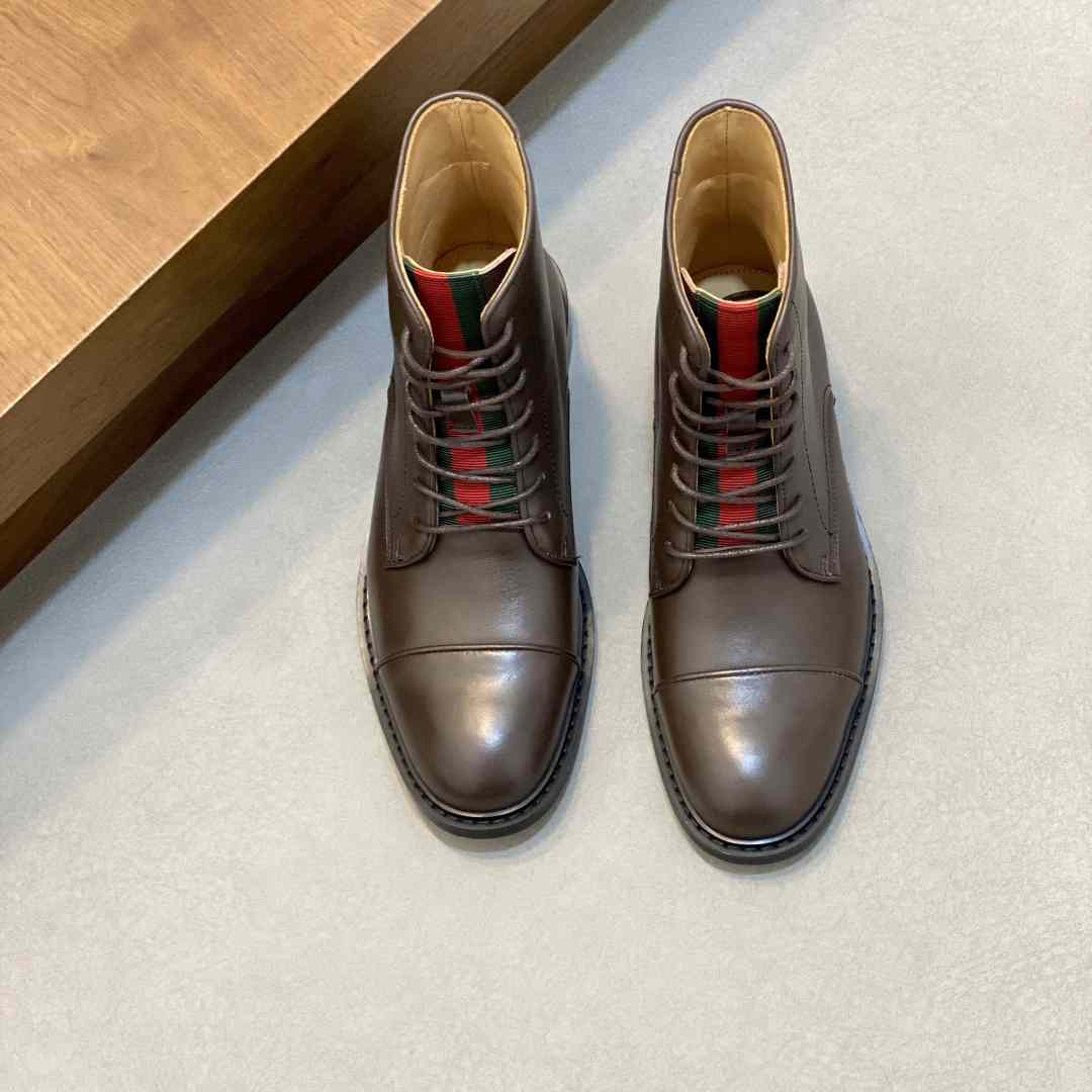 Gucci Men's Leather Lace-Up Boots - DopestKickz
