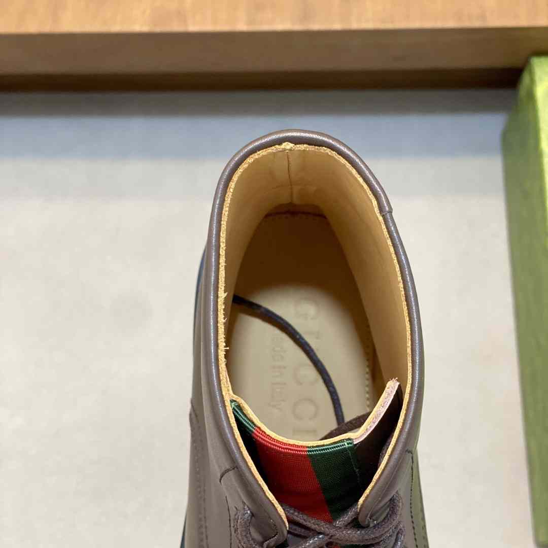 Gucci Men's Leather Lace-Up Boots - DopestKickz