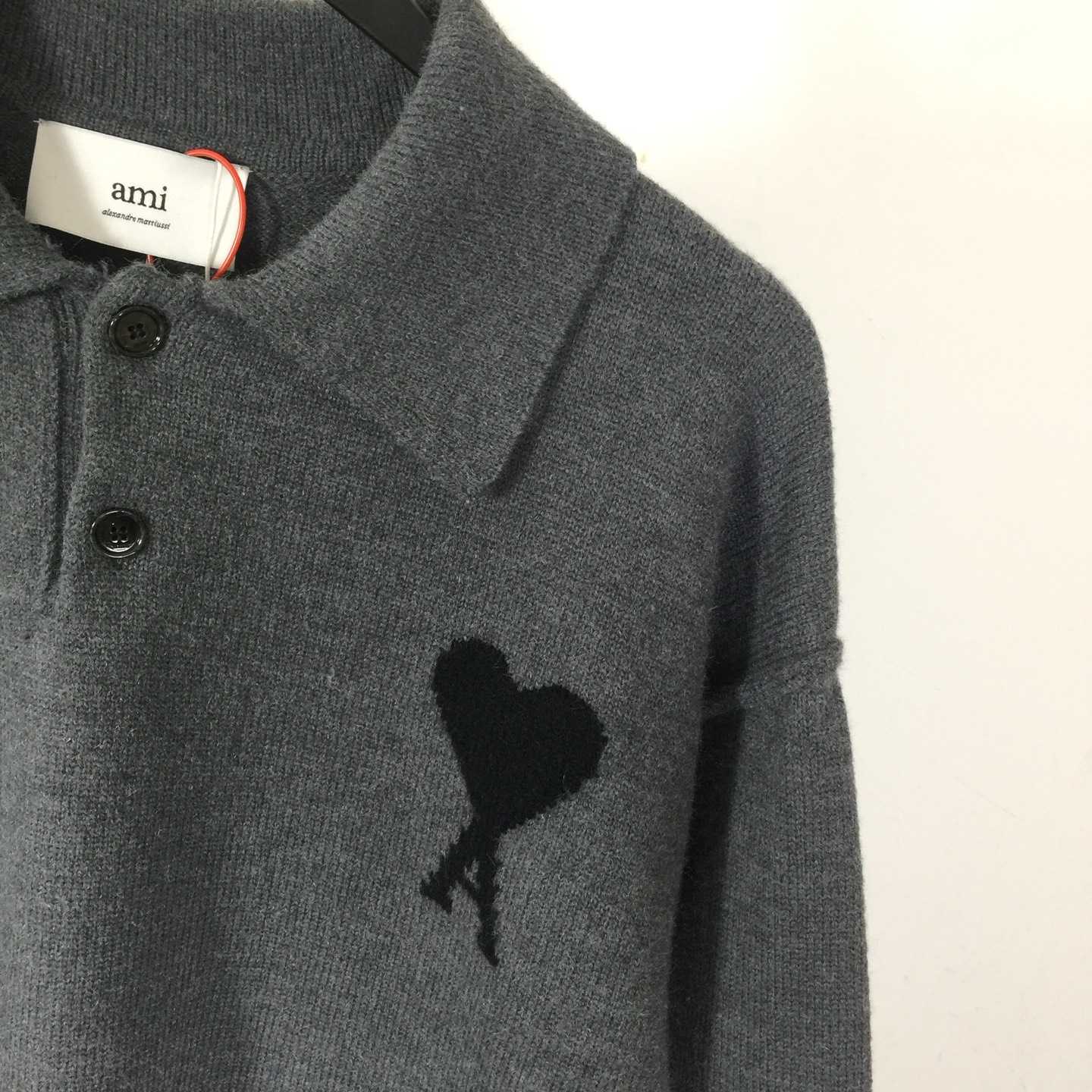 AMI Paris Ami De Coeur Wool Polo Shirt - DopestKickz
