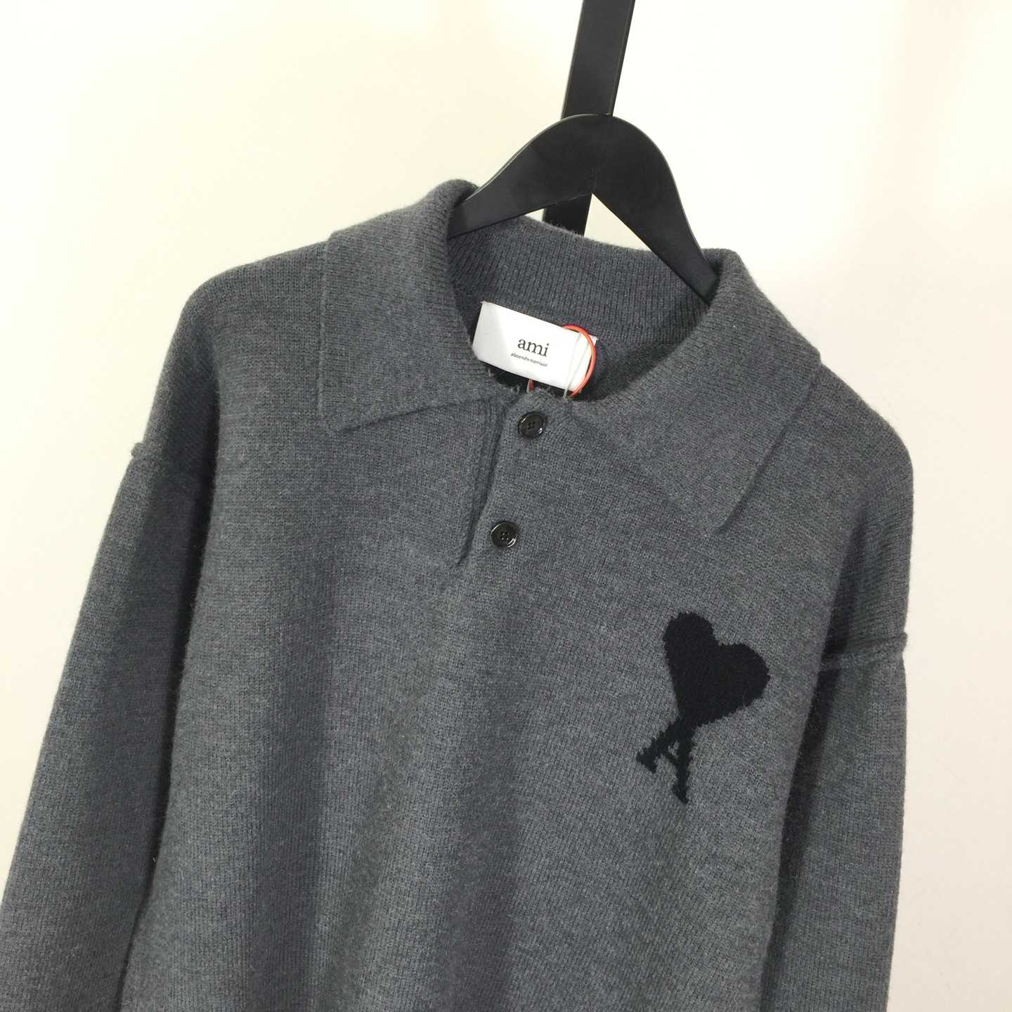 AMI Paris Ami De Coeur Wool Polo Shirt - DopestKickz