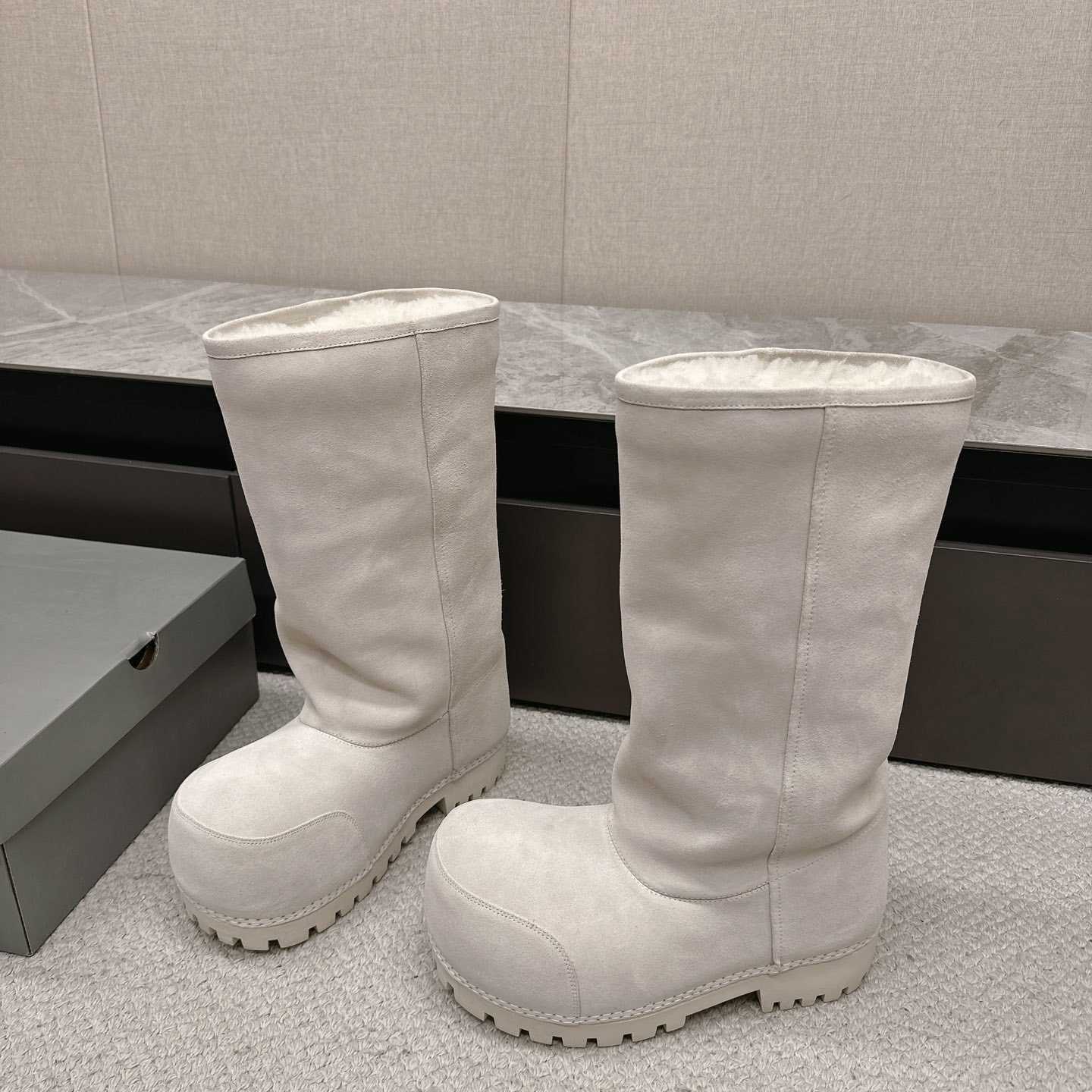 Balenciaga Alaska Fur High Boots - DopestKickz