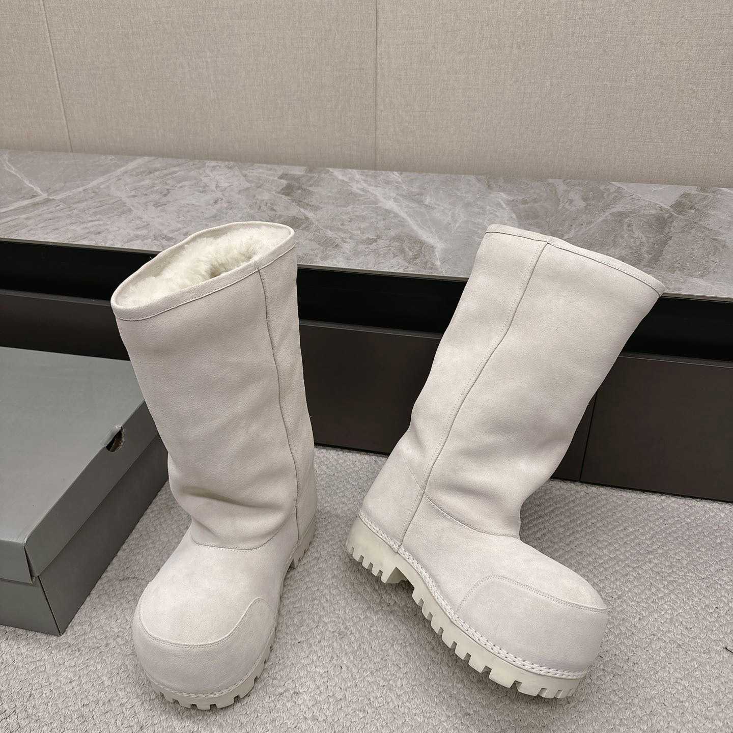 Balenciaga Alaska Fur High Boots - DopestKickz
