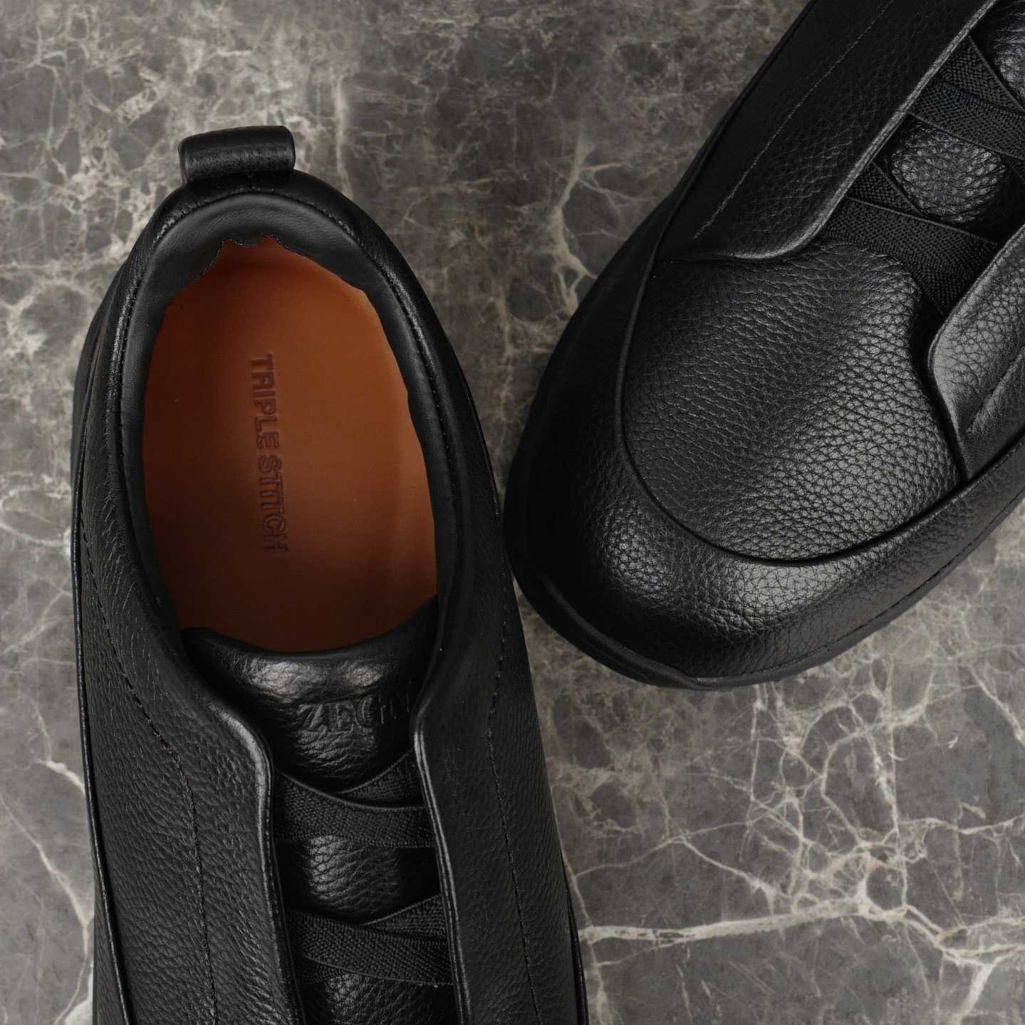 Zegna Black Leather Triple Stitch™ Monte Sneakers - DopestKickz