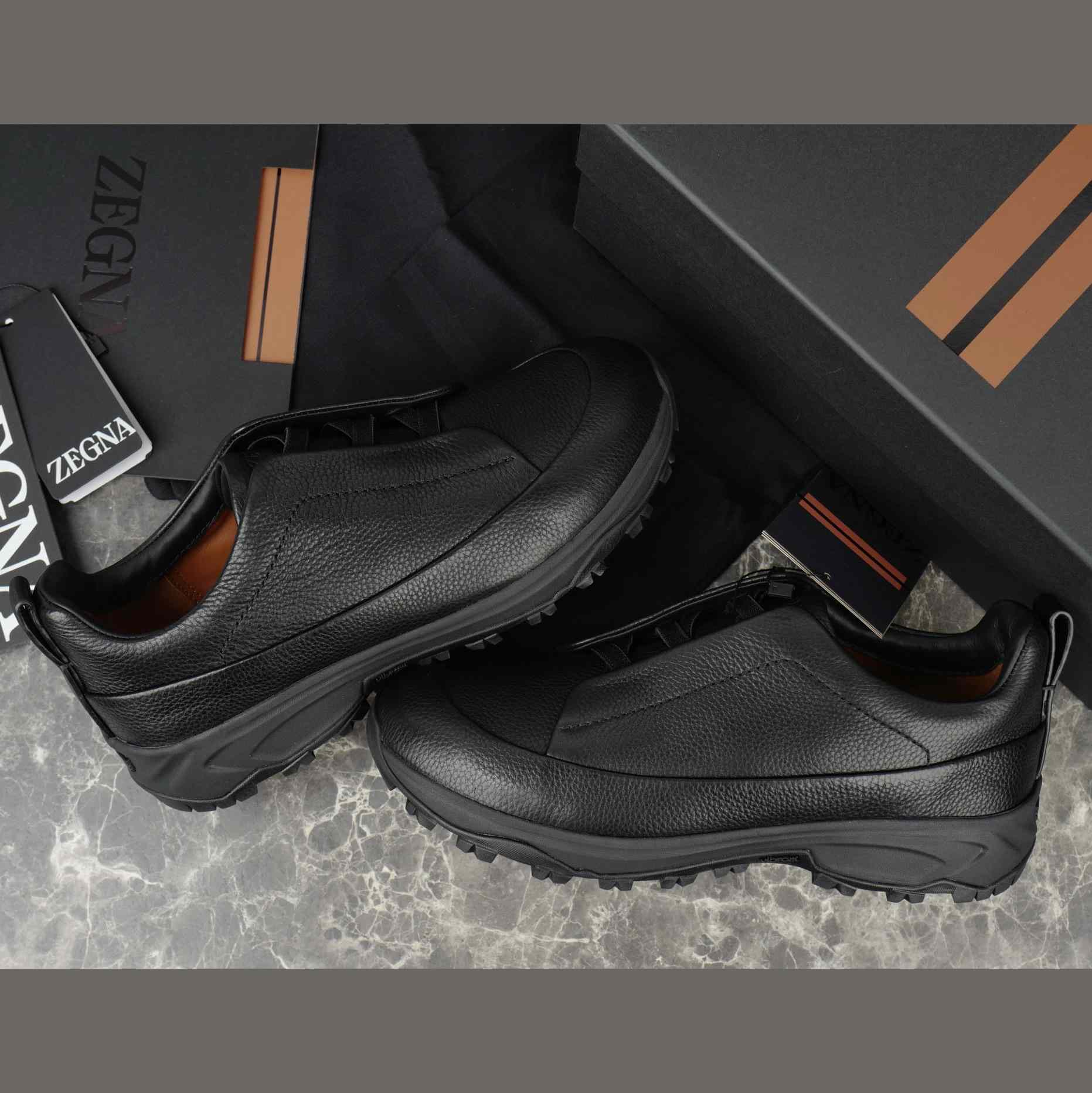 Zegna Black Leather Triple Stitch™ Monte Sneakers - DopestKickz