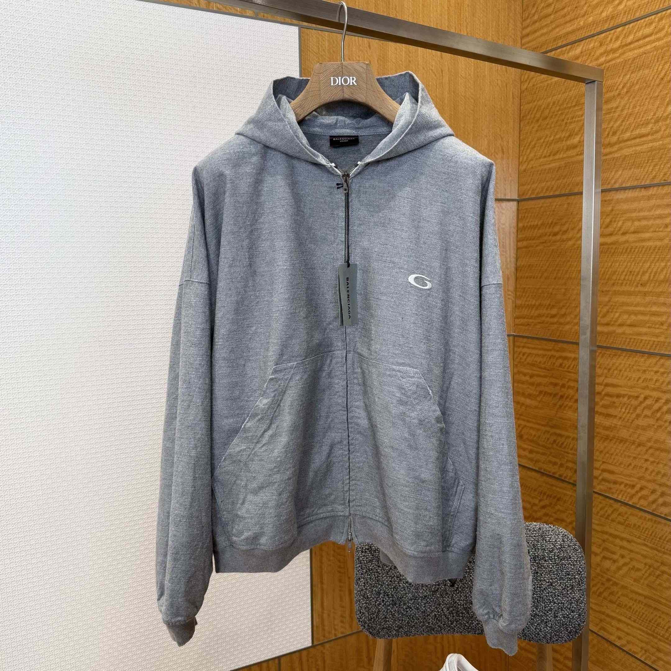 Balenciaga Men's Trompe L'œil Hoodie in Heather Grey - DopestKickz